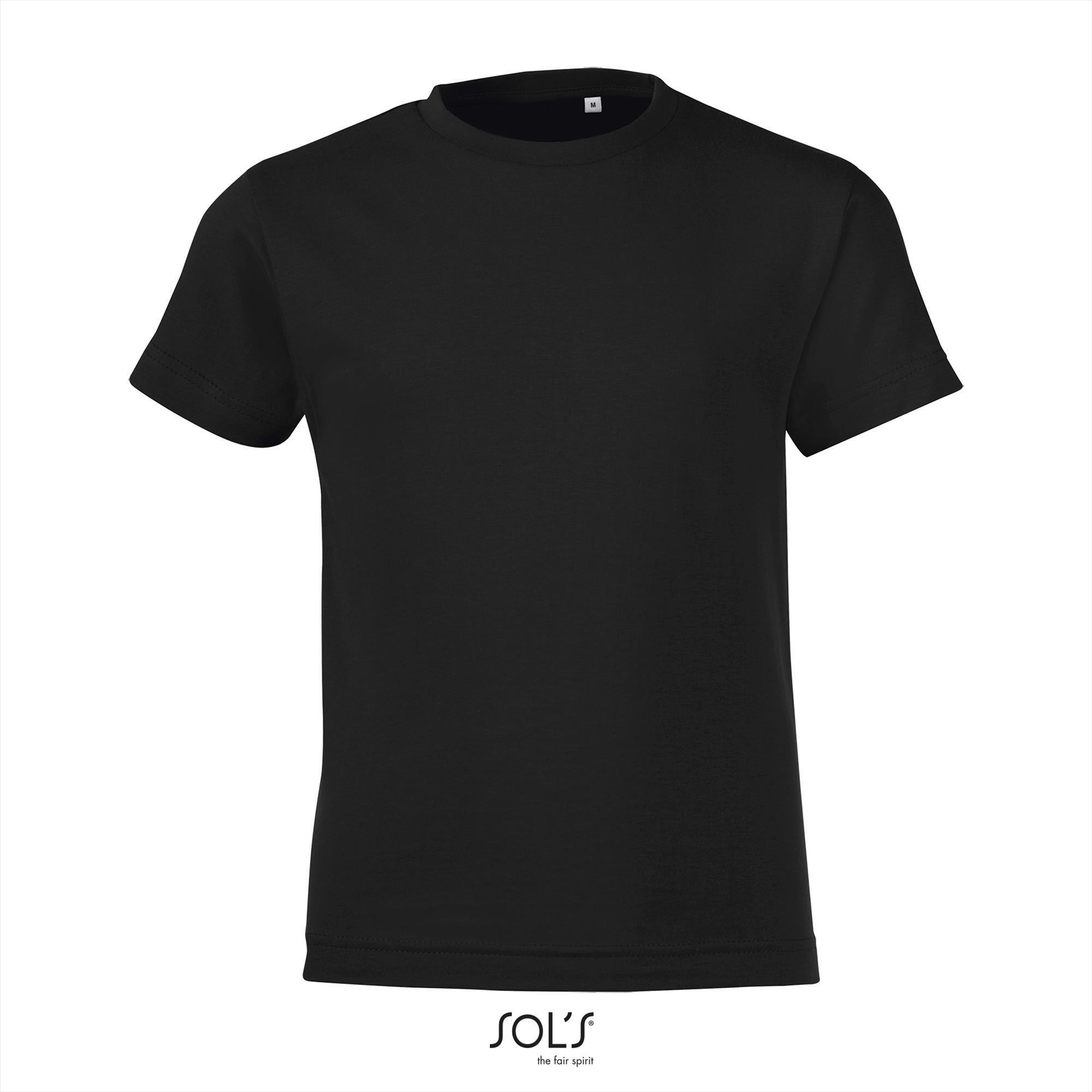 Kinder shirt zwart  Sol's 150 Regent fit