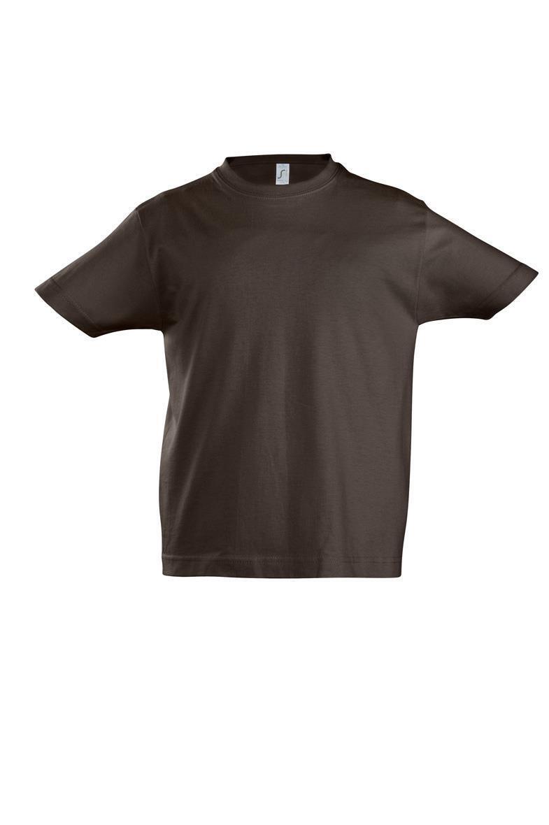 Kinder T-shirt chocolade kleur van 190 gsm met een ronde hals