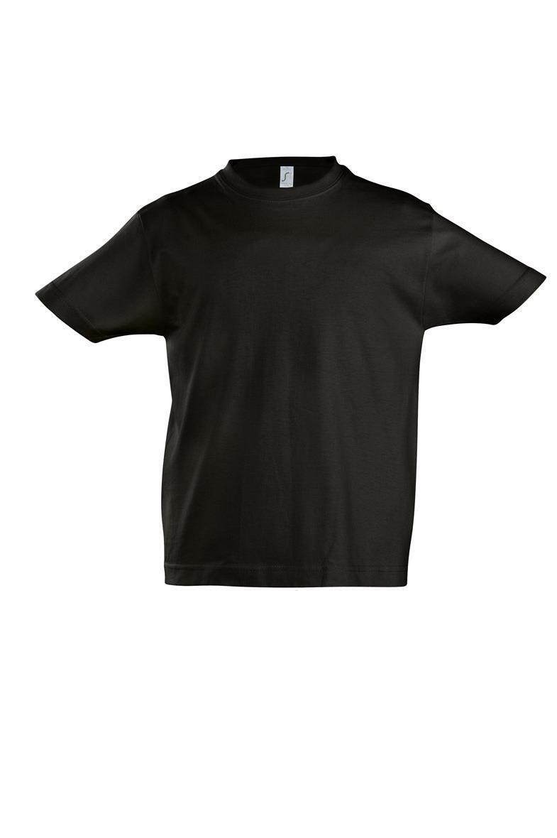 Kinder T-shirt diep zwart van 190 gsm met een ronde hals