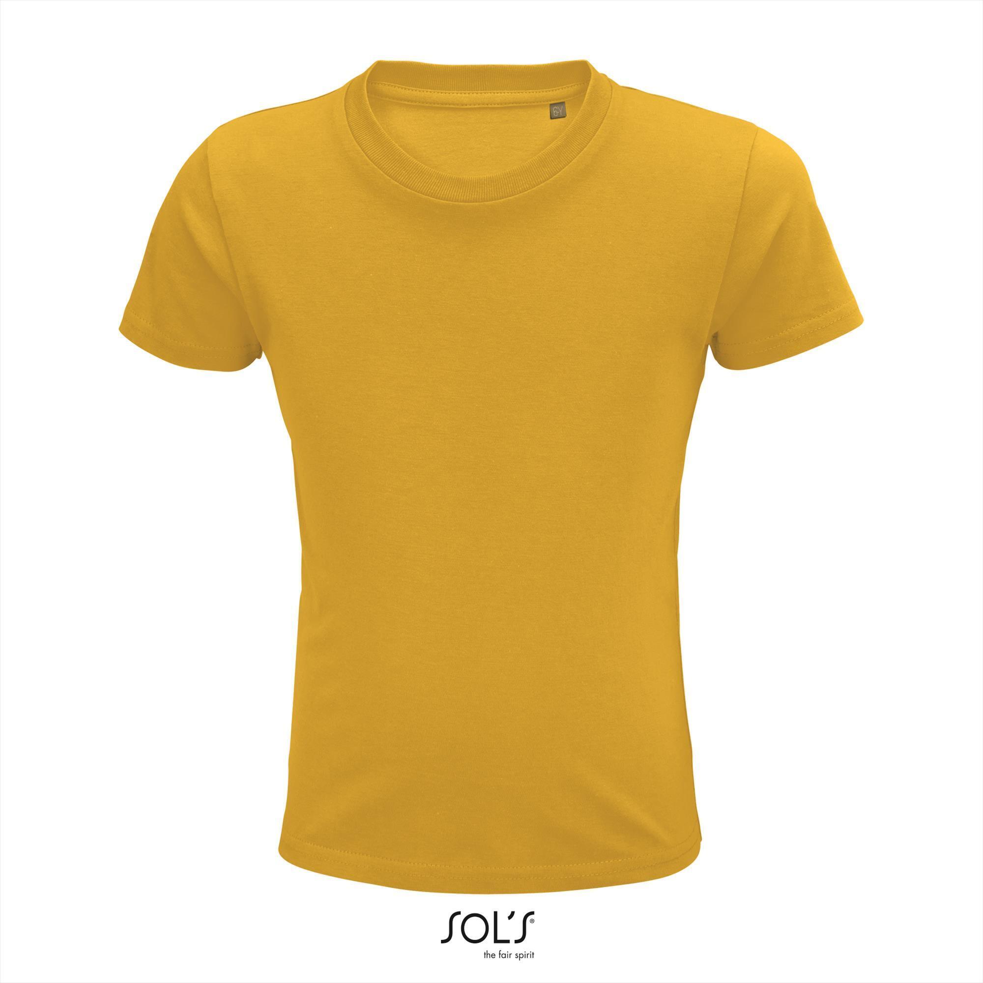 Kinder t-shirt goud geel biologisch katoen ronde hals