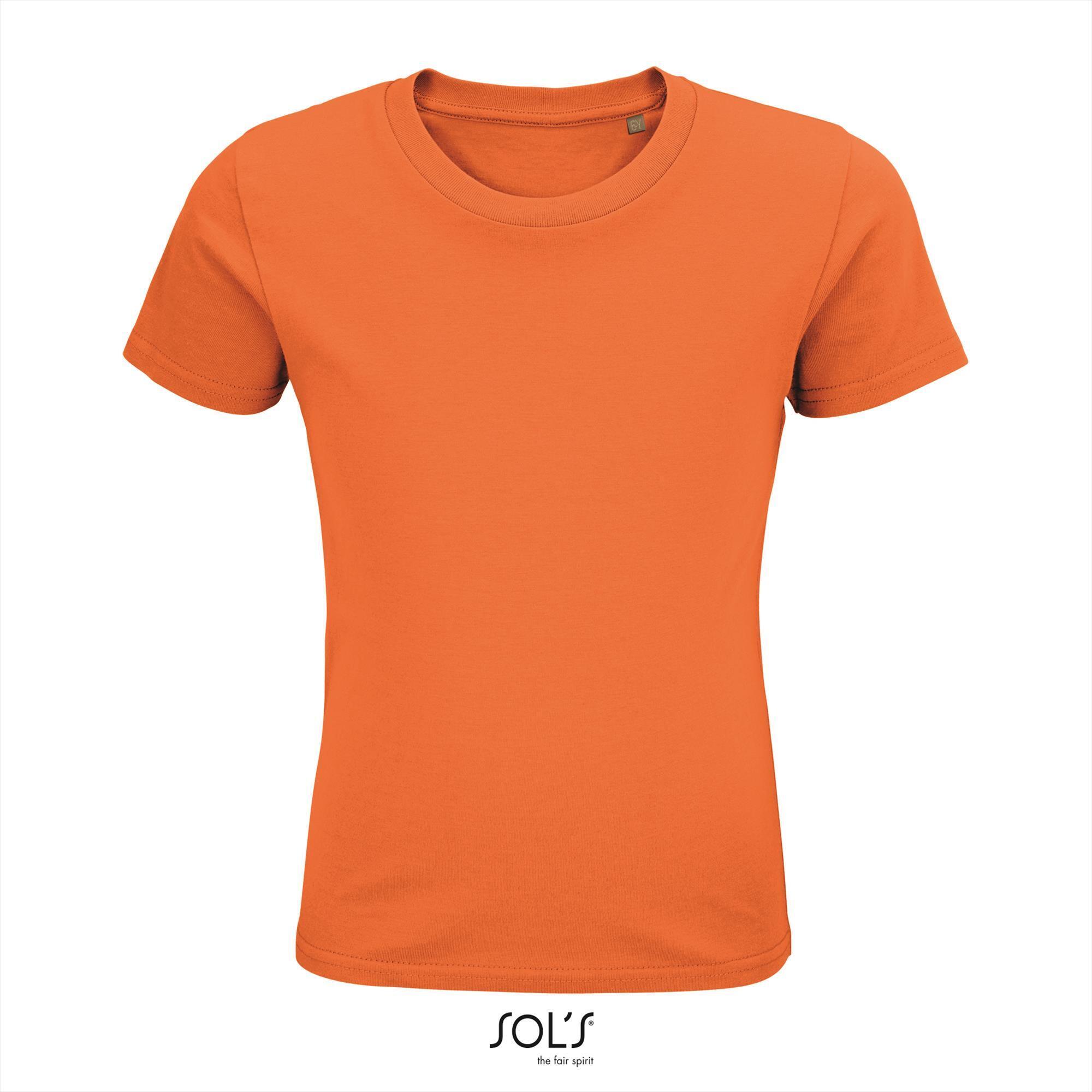 Kinder t-shirt oranje biologisch katoen ronde hals