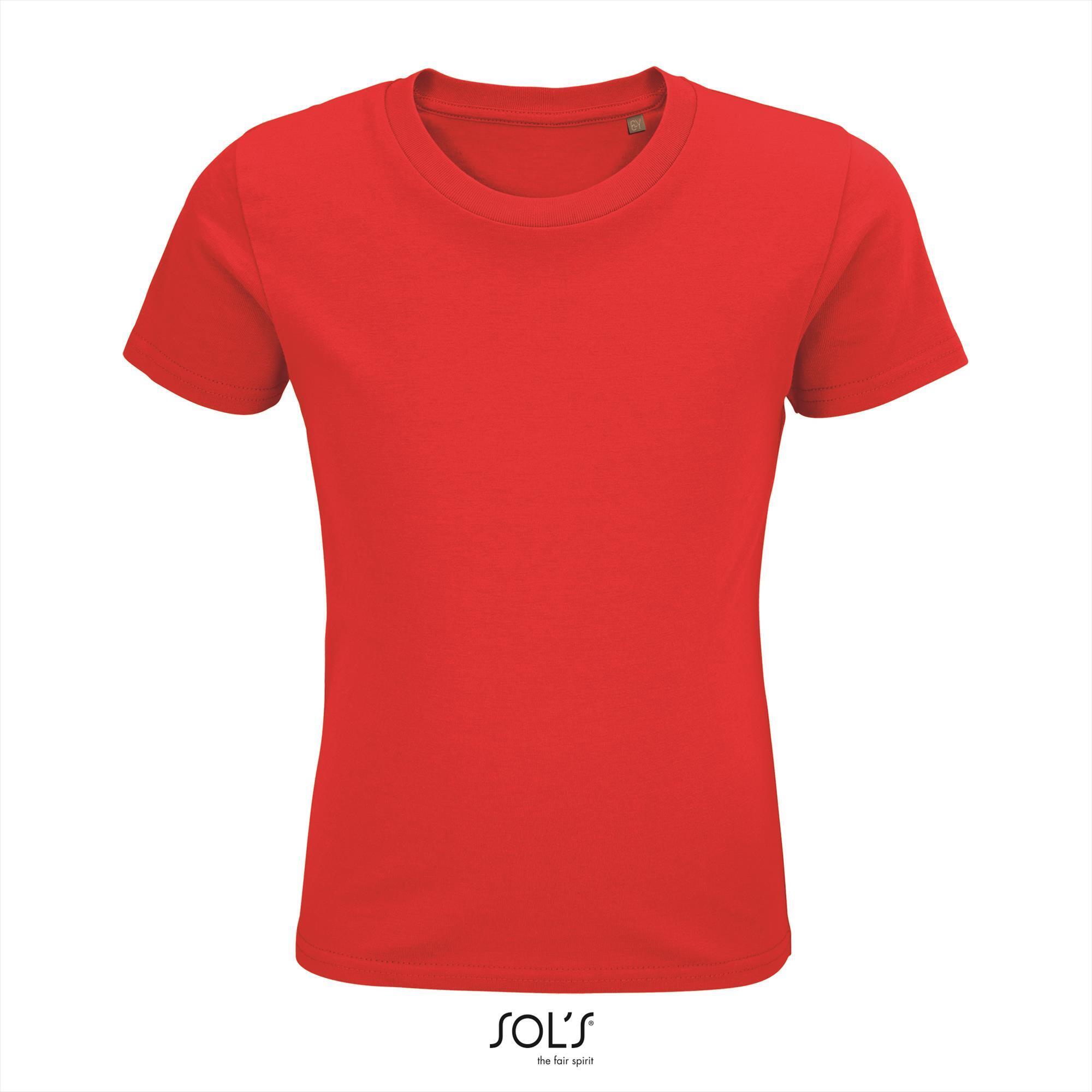 Kinder t-shirt rood biologisch katoen ronde hals