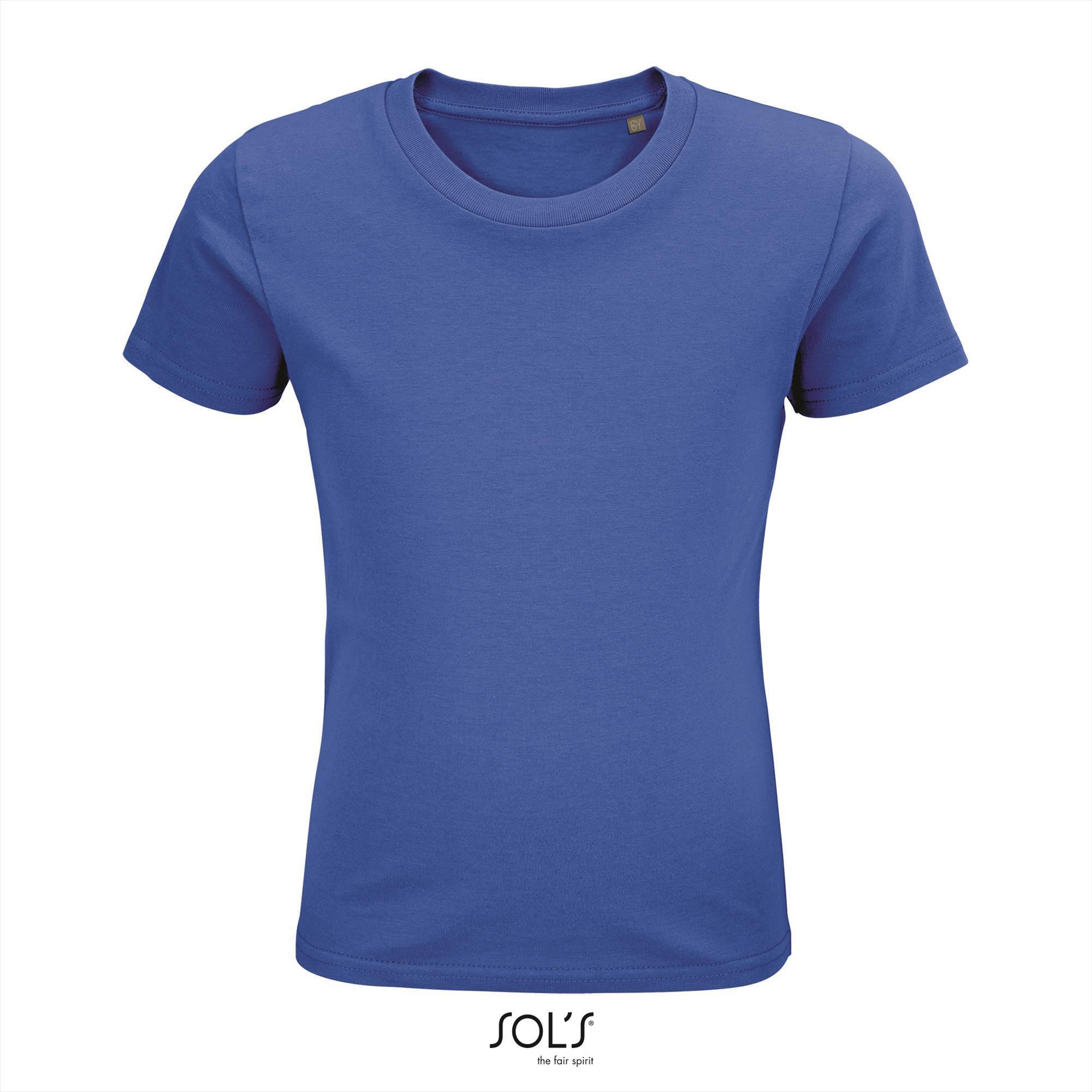 Kinder t-shirt royal blauw biologisch katoen ronde hals