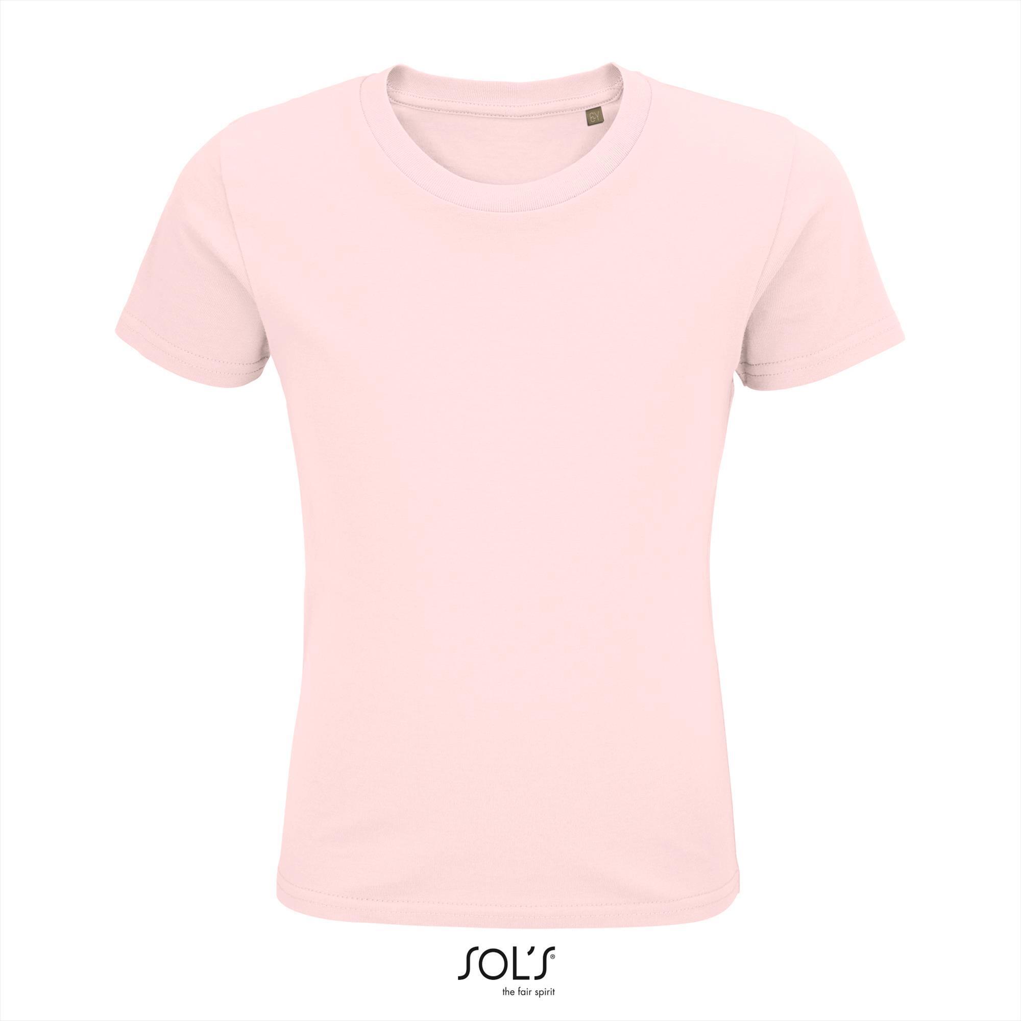 Kinder t-shirt roze biologisch katoen ronde hals