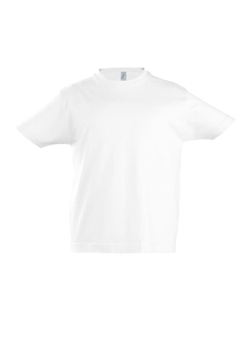 Kinder T-shirt wit van 190 gsm met een ronde hals