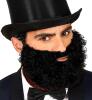 Krullende baard met snor, zwart