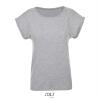 Modieus dames T-shirt grey melange met omslagmouwtjes korte mouw