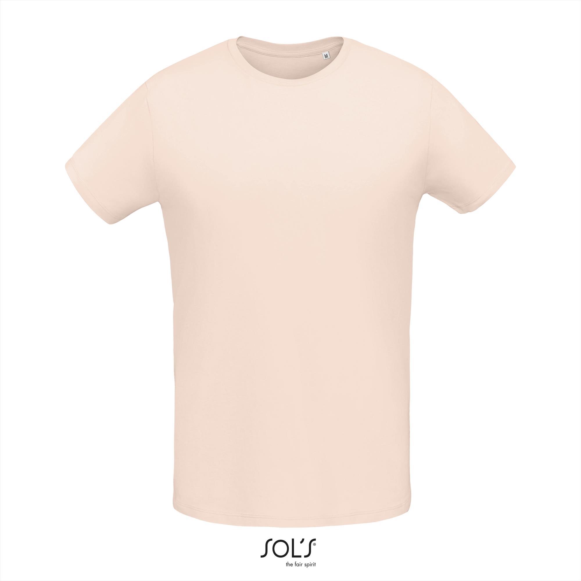 Nauwsluitend heren T-shirt creamy roze korte mouw