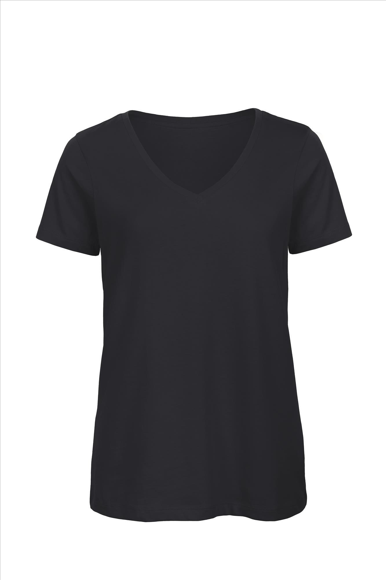 Organic dames T-shirt met V-hals donkerblauw