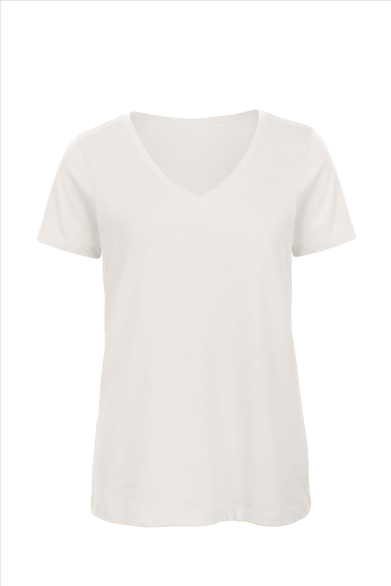 Organic dames T-shirt met V-hals wit