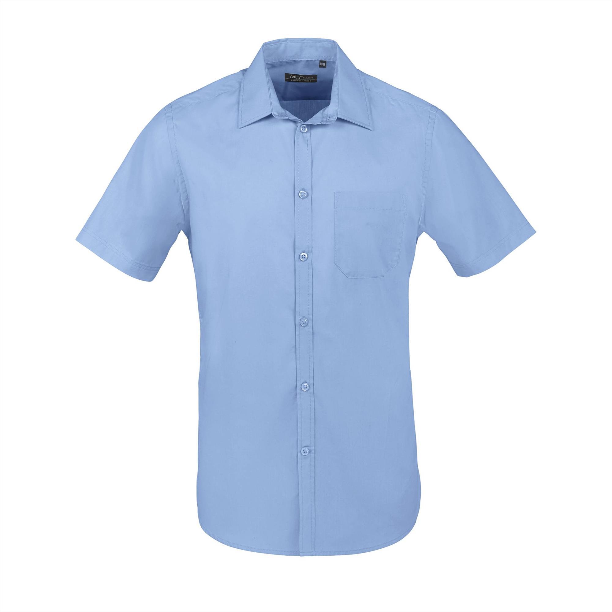 Overhemd korte mouw heren medium blue