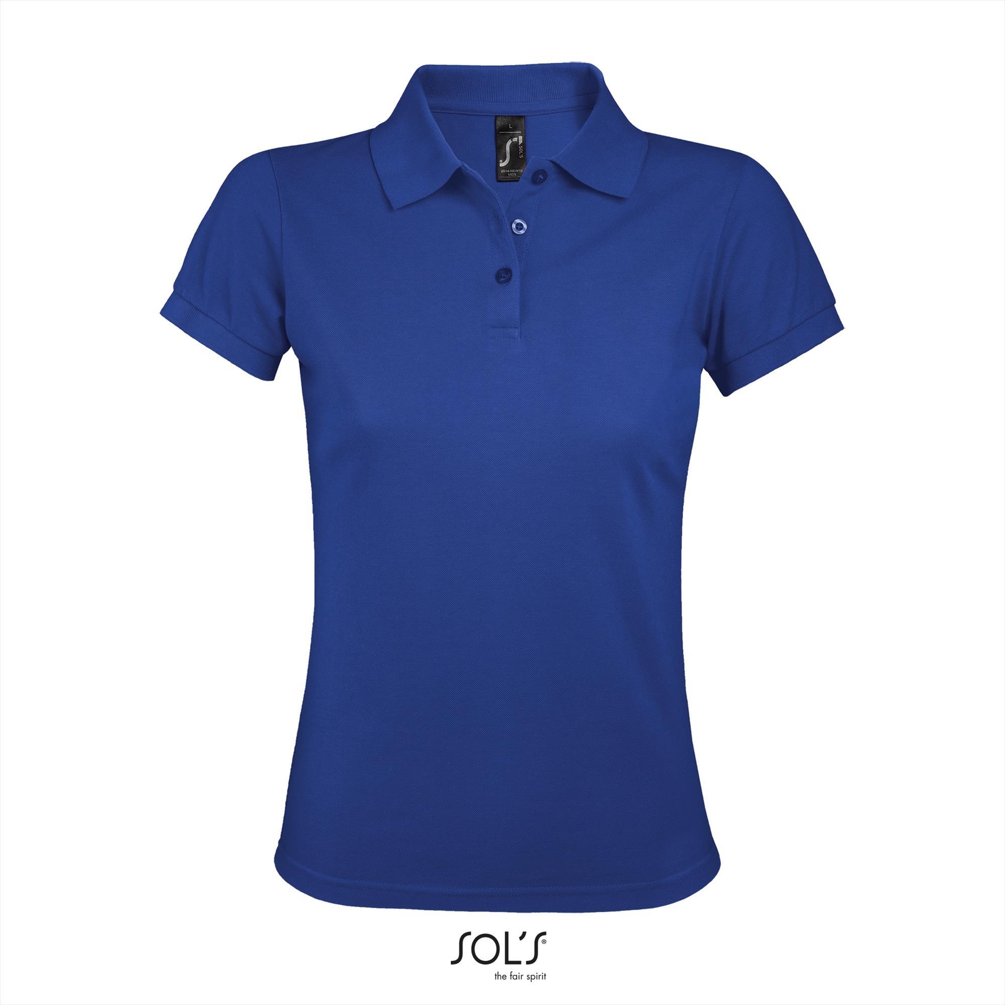 Pique polo voor dames royal blauw te bedrukken met eigenontwerp