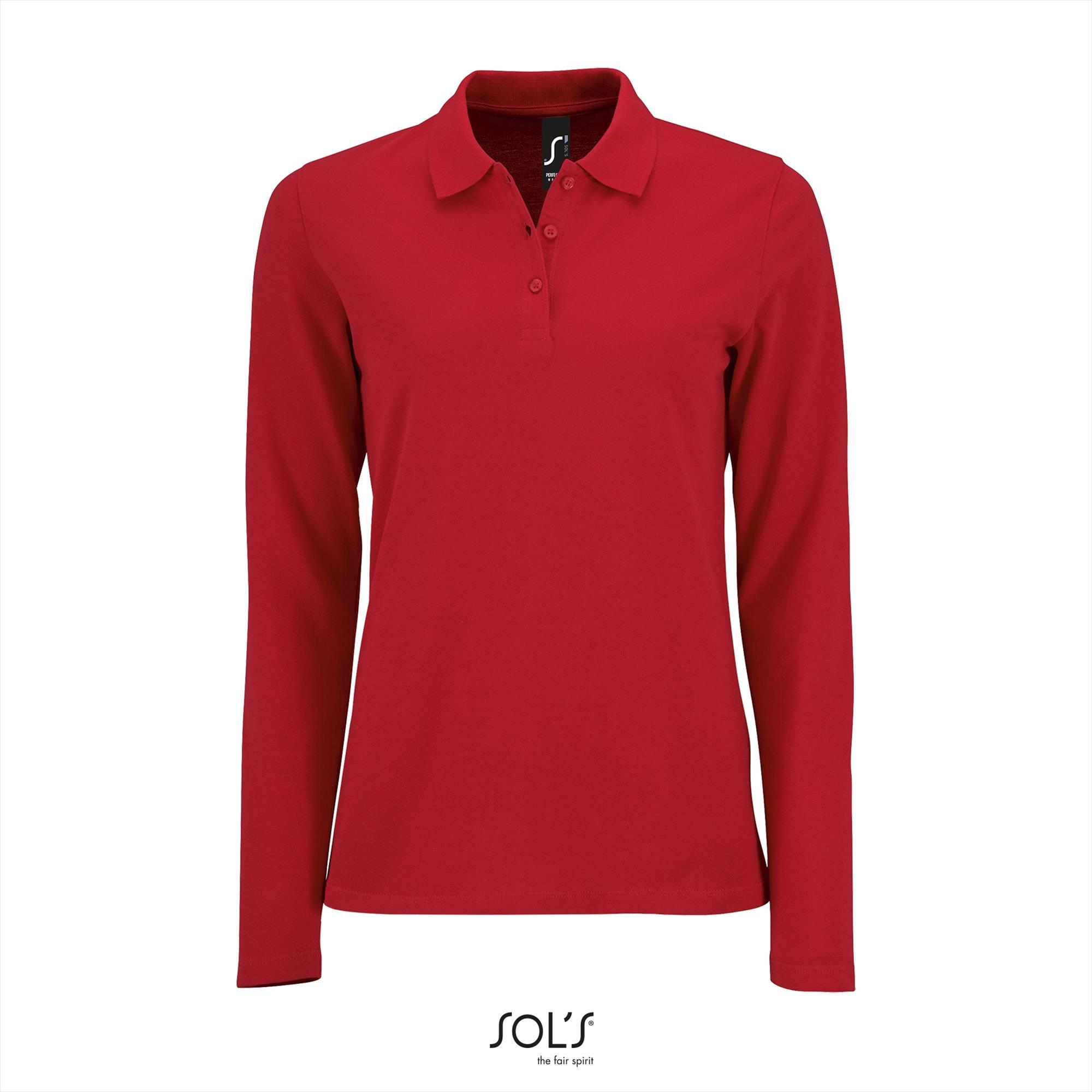 Polo rood met lange mouwen voor haar dames polo personaliseren