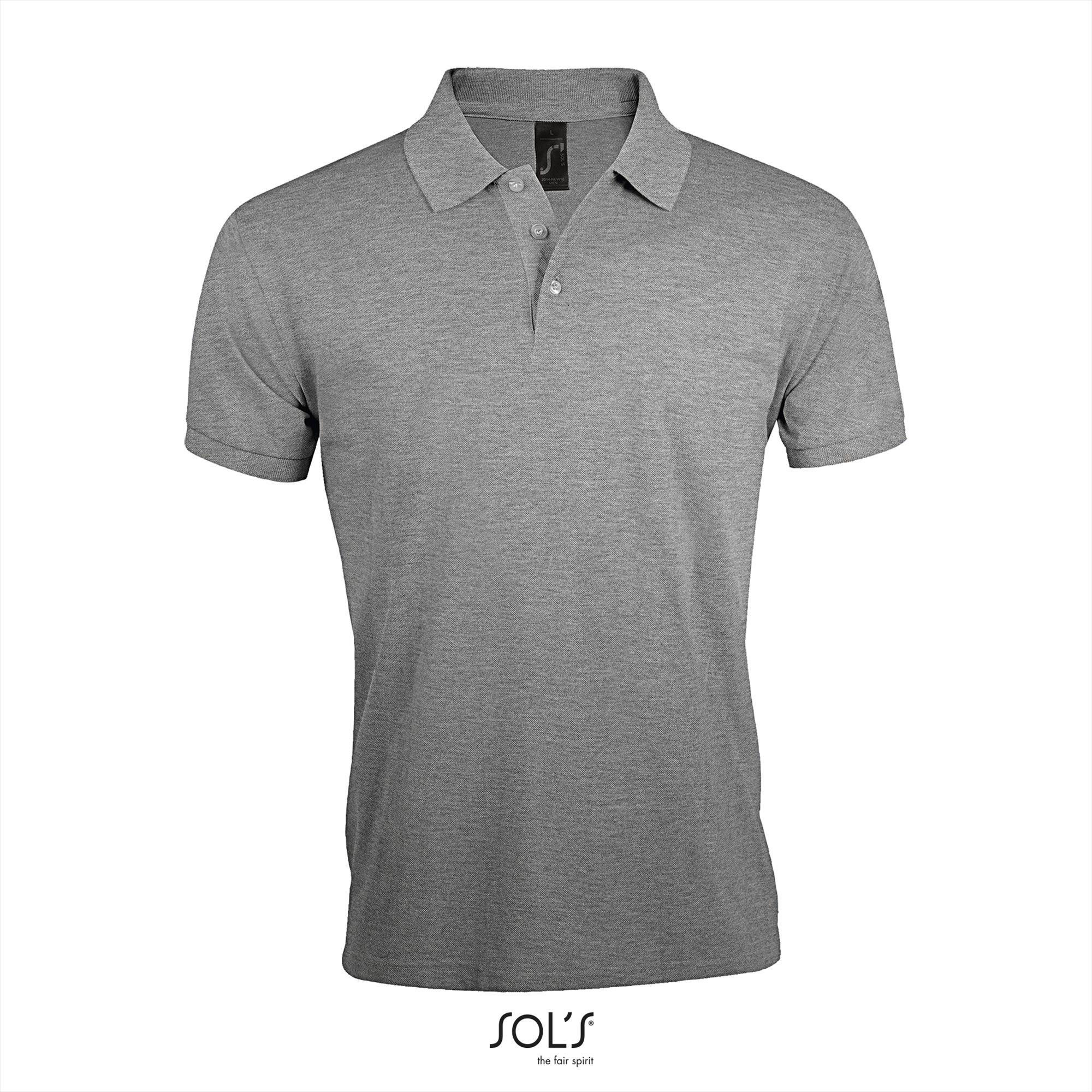 Polo voor heren grijs melange personaliseren polo bedrukken