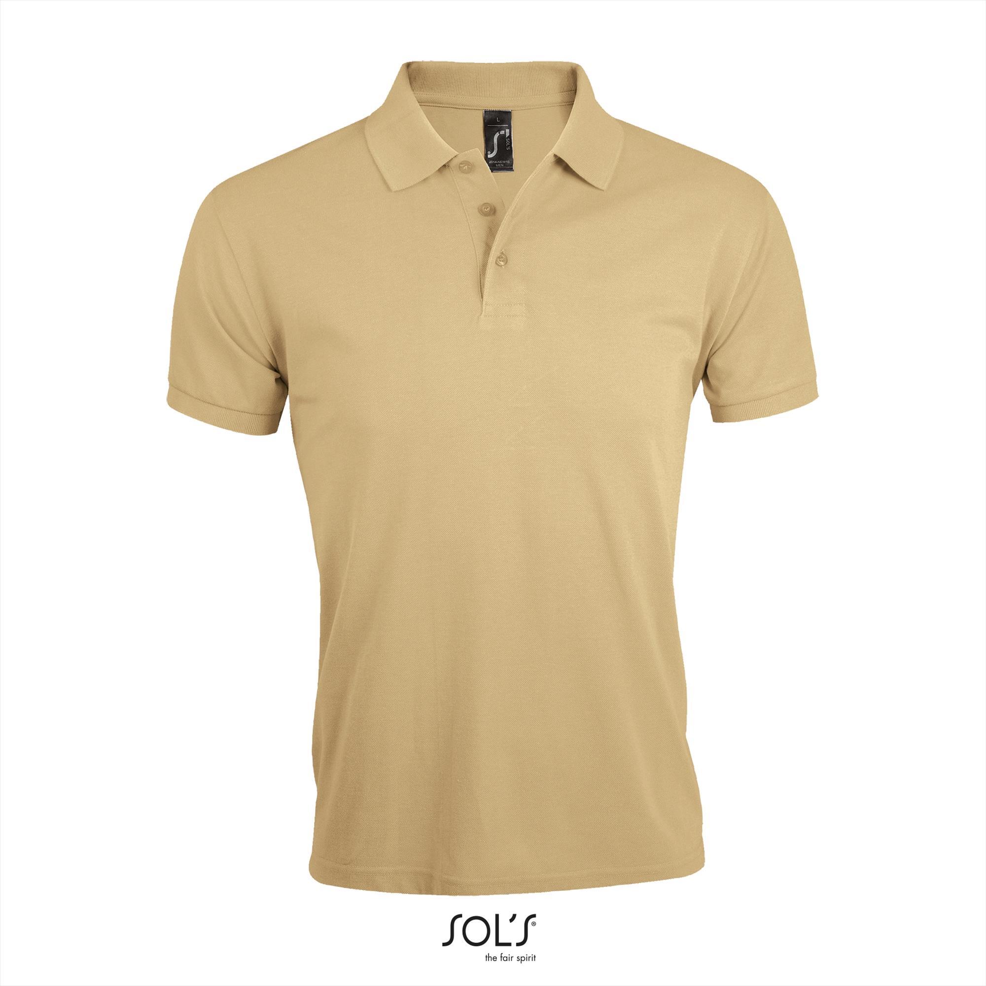 Polo voor heren zand kleur personaliseren polo bedrukken