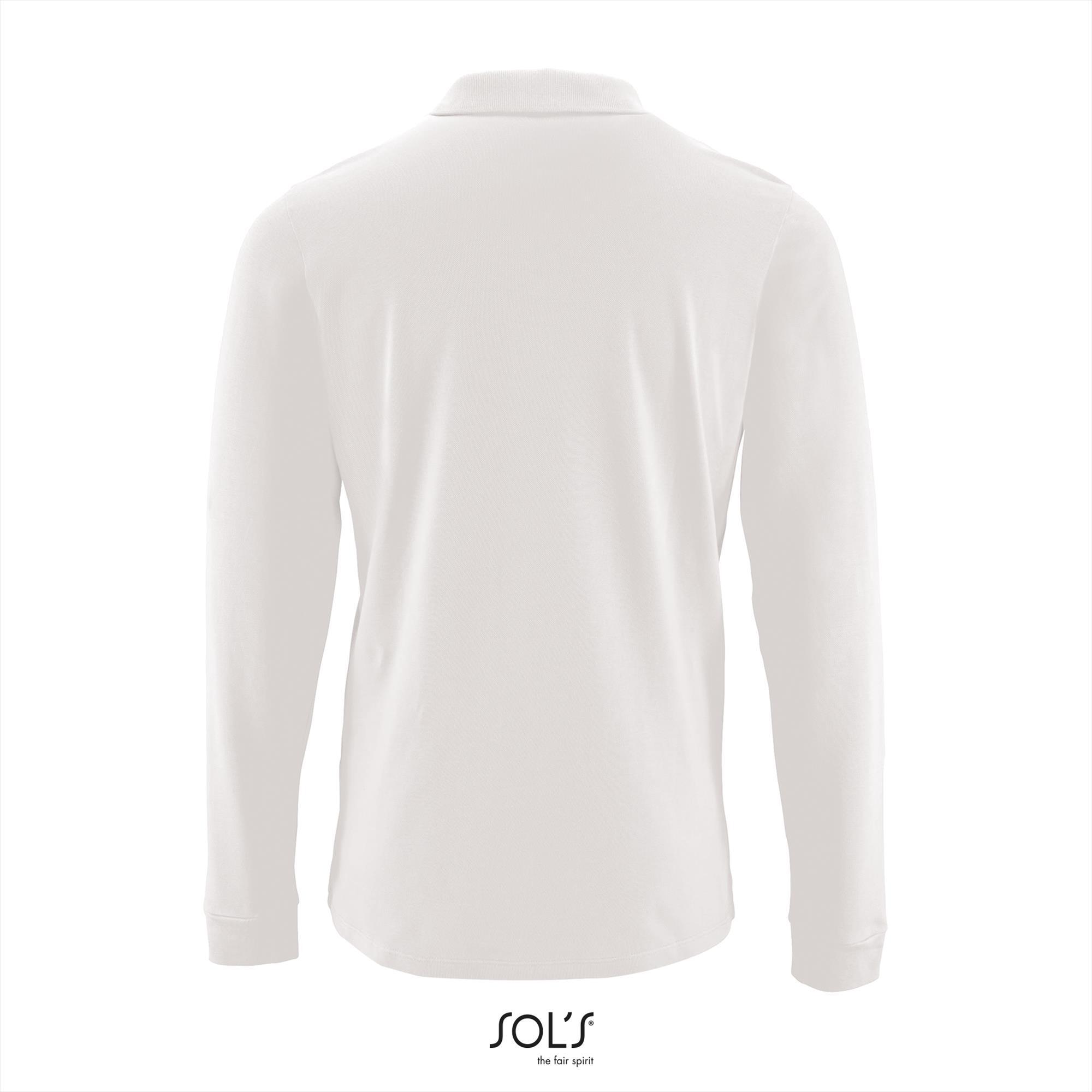 Polo wit met lange mouwen heren bedrukbaar personaliseren pol