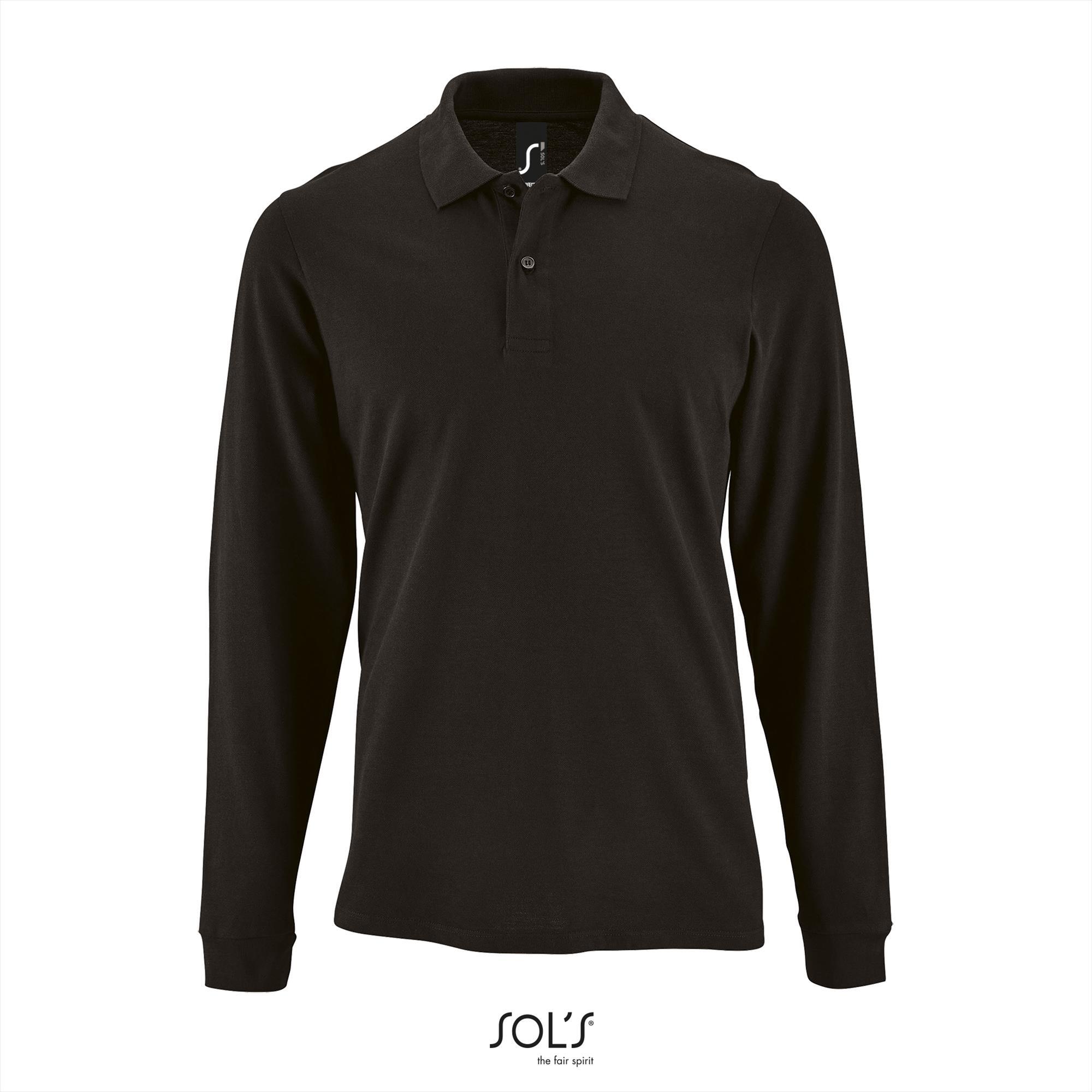 Polo zwart met lange mouwen heren bedrukbaar personaliseren pol