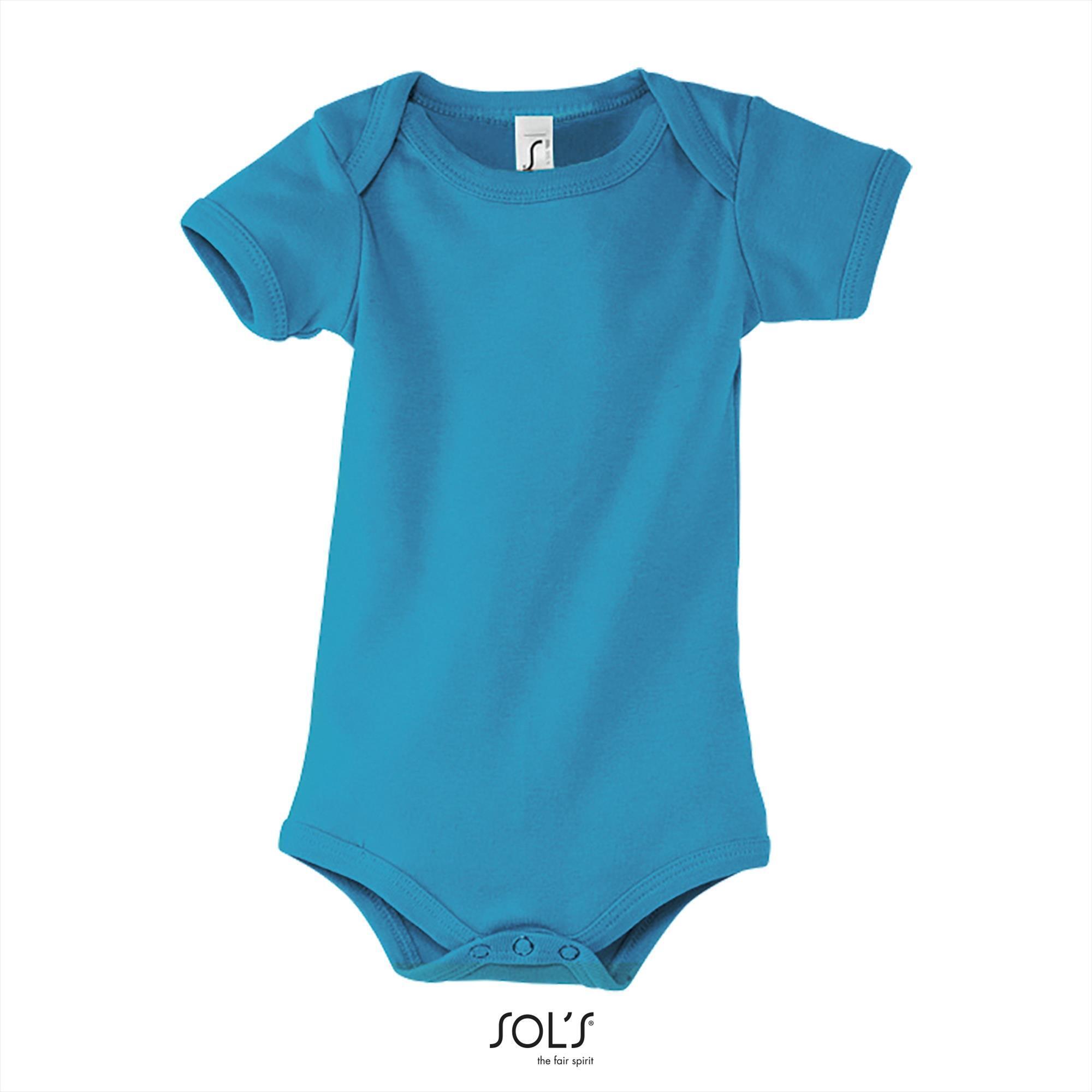 romper aqua blauw korte mouw