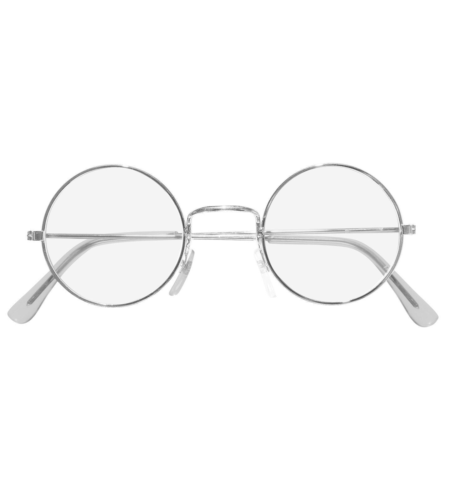 Ronde zilveren bril met glas