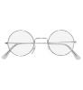 Ronde zilveren bril met glas