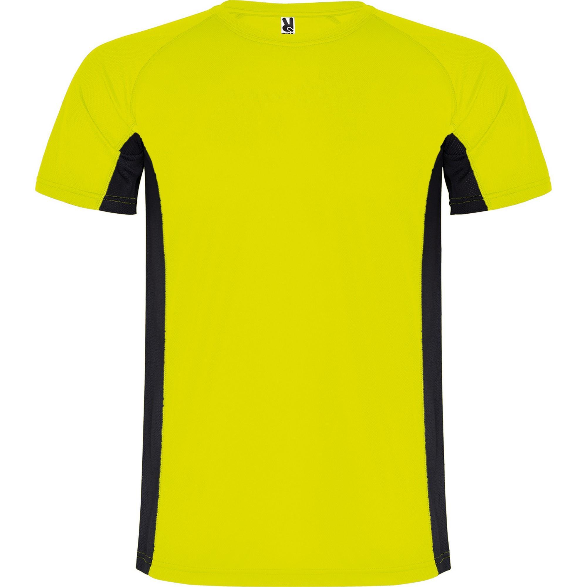Sport shirtje heren fluor geel met zwart