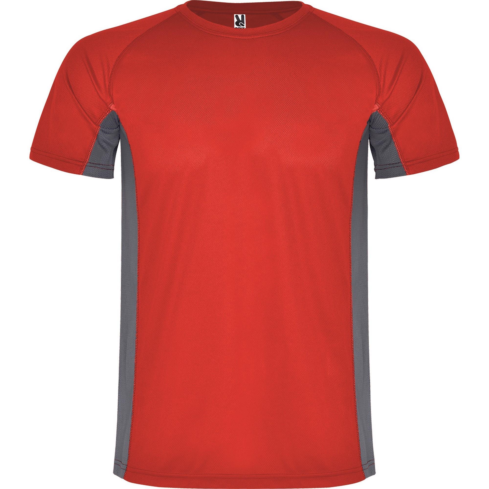 Sport shirtje heren rood met donker grijs