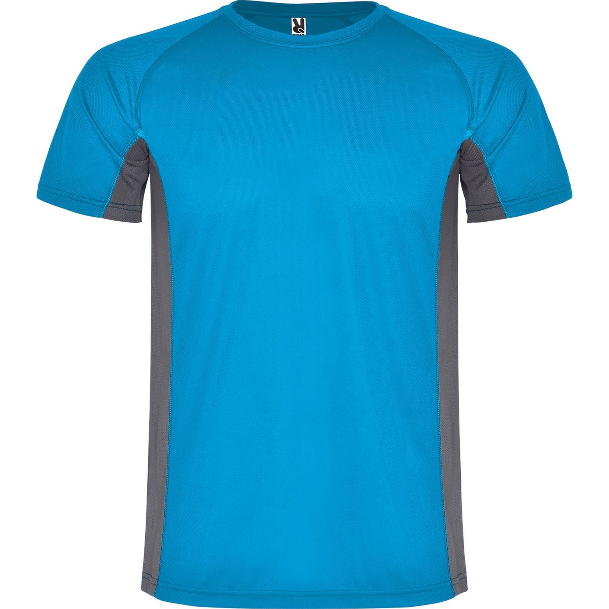 Sport shirtje heren turquoise met donkergrijs