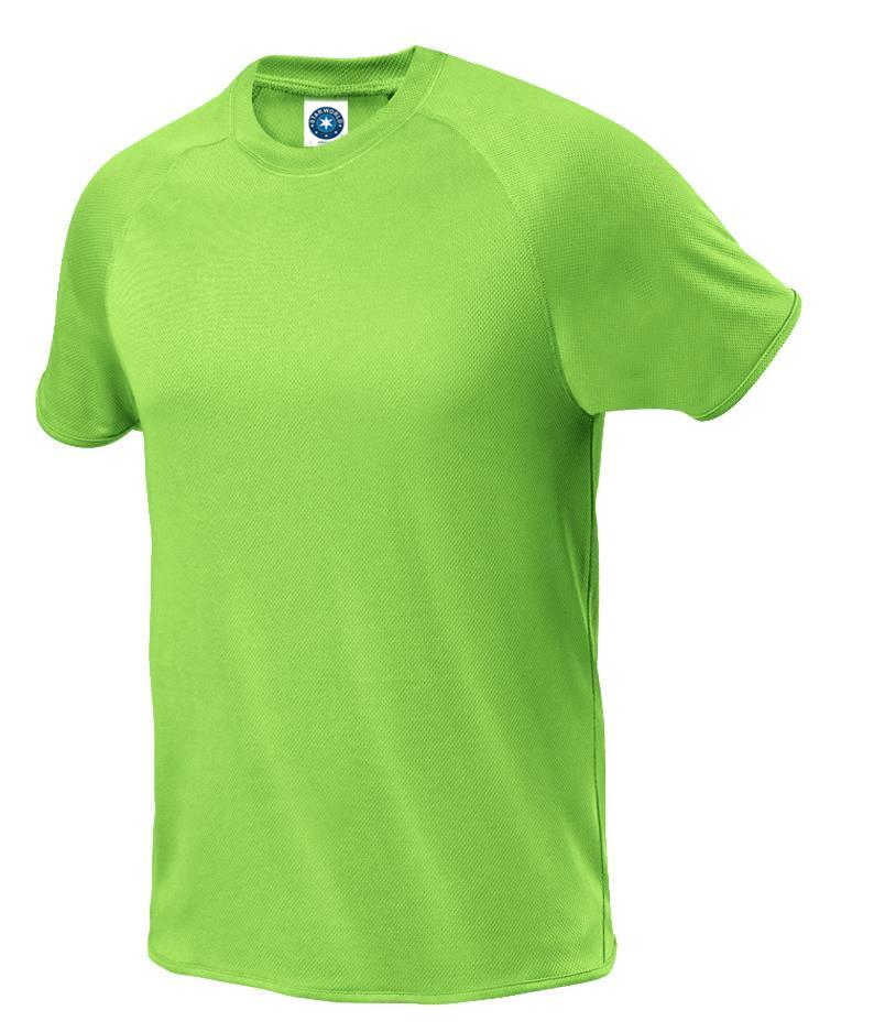 Sport T-shirt heren  fluorescerend groen met en langer rugpand