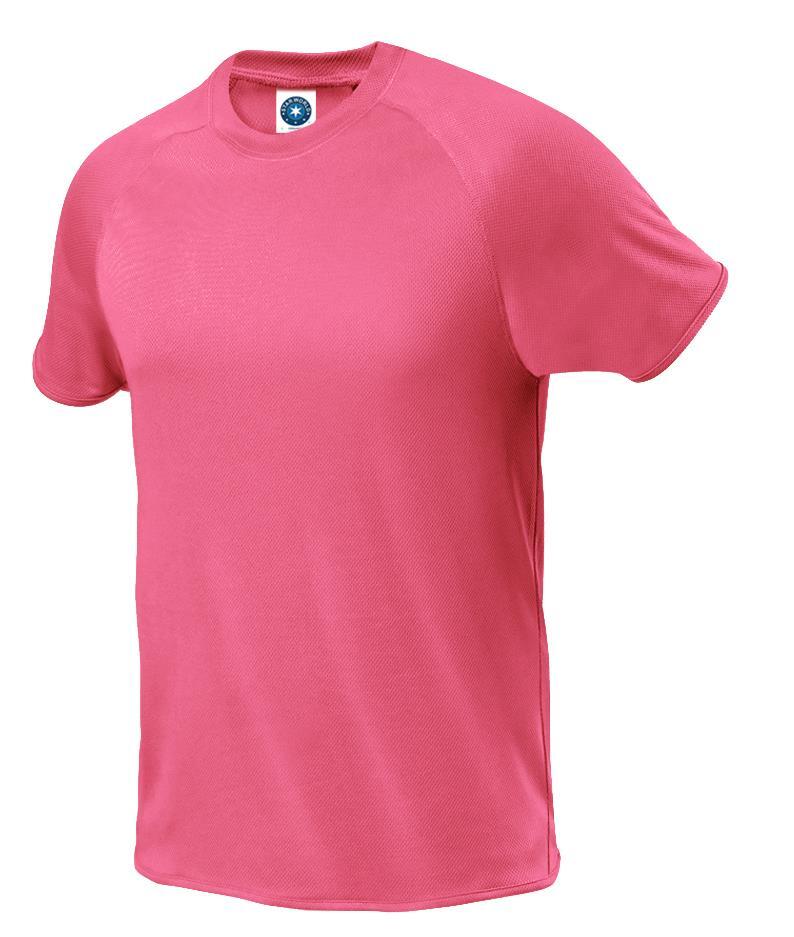 Sport T-shirt heren  fluorescerend roze met en langer rugpand