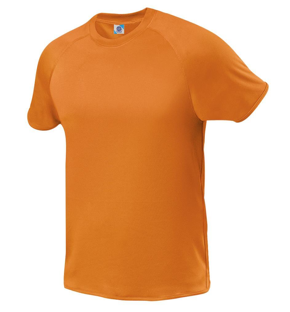 Sport T-shirt heren fluorescent orange met en langer rugpand