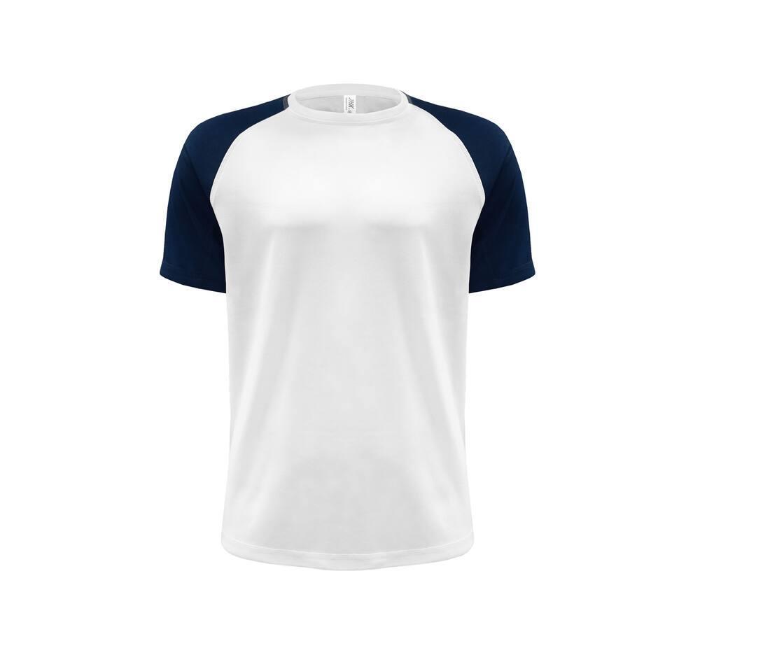 Sport T-shirt heren wit met blauwe gekleurde mouwen