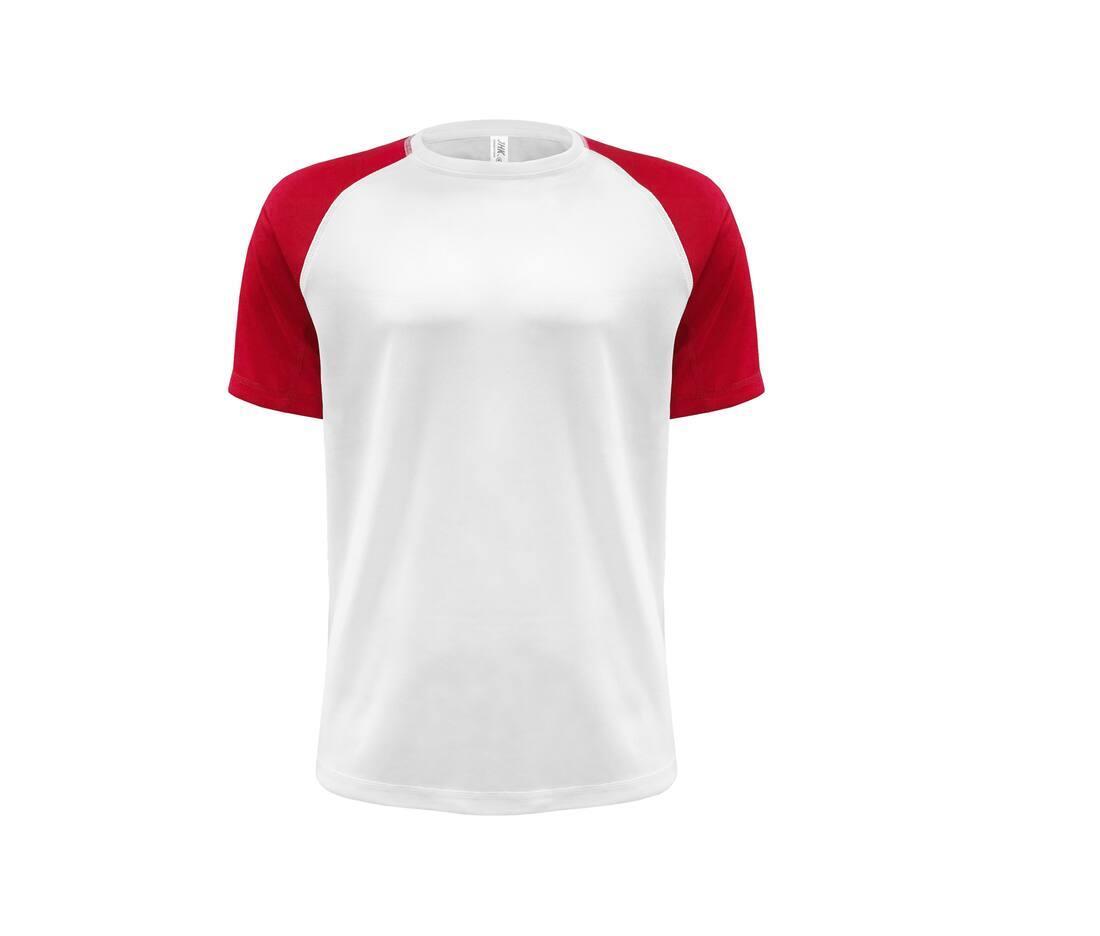 Sport T-shirt heren wit met rood gekleurde mouwen