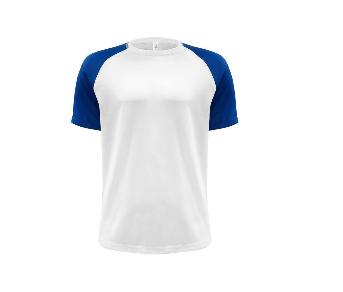 Sport T-shirt heren wit met royal blauwe met gekleurde mouwen
