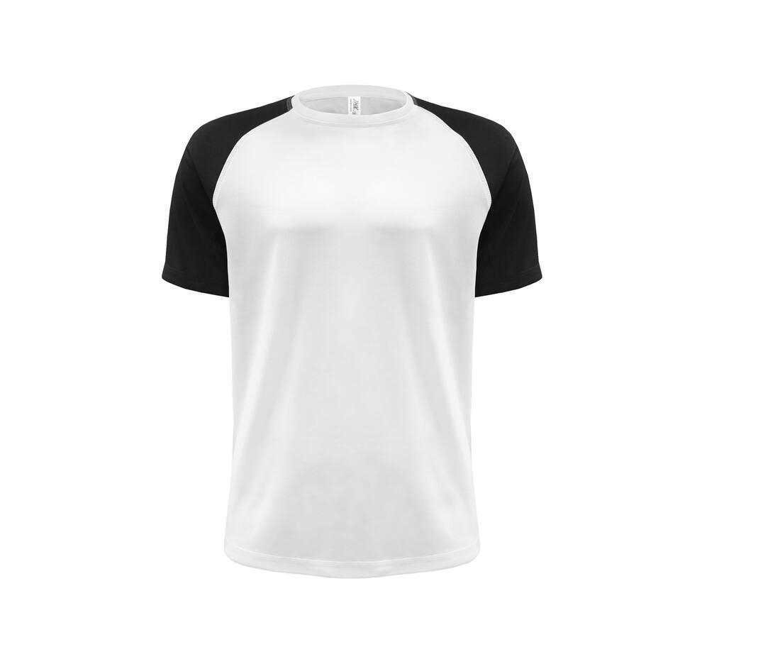 Sport T-shirt heren wit met zwart gekleurde mouwen