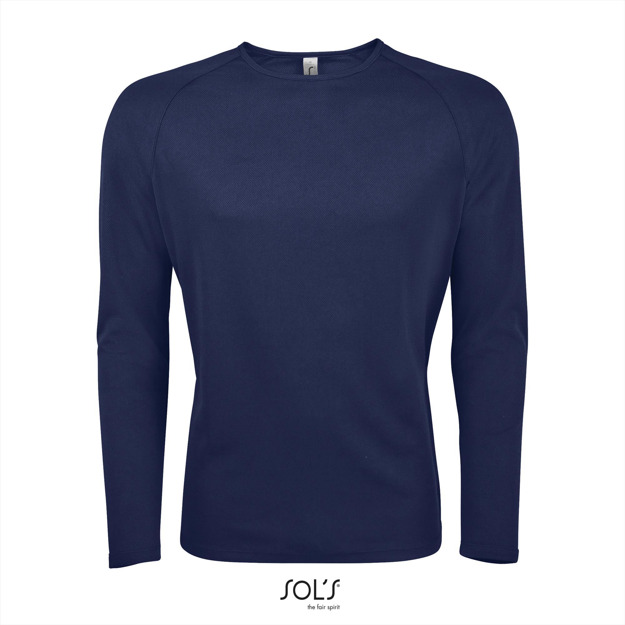 Sport T-shirt met lange mouwen voor heren donkerblauw