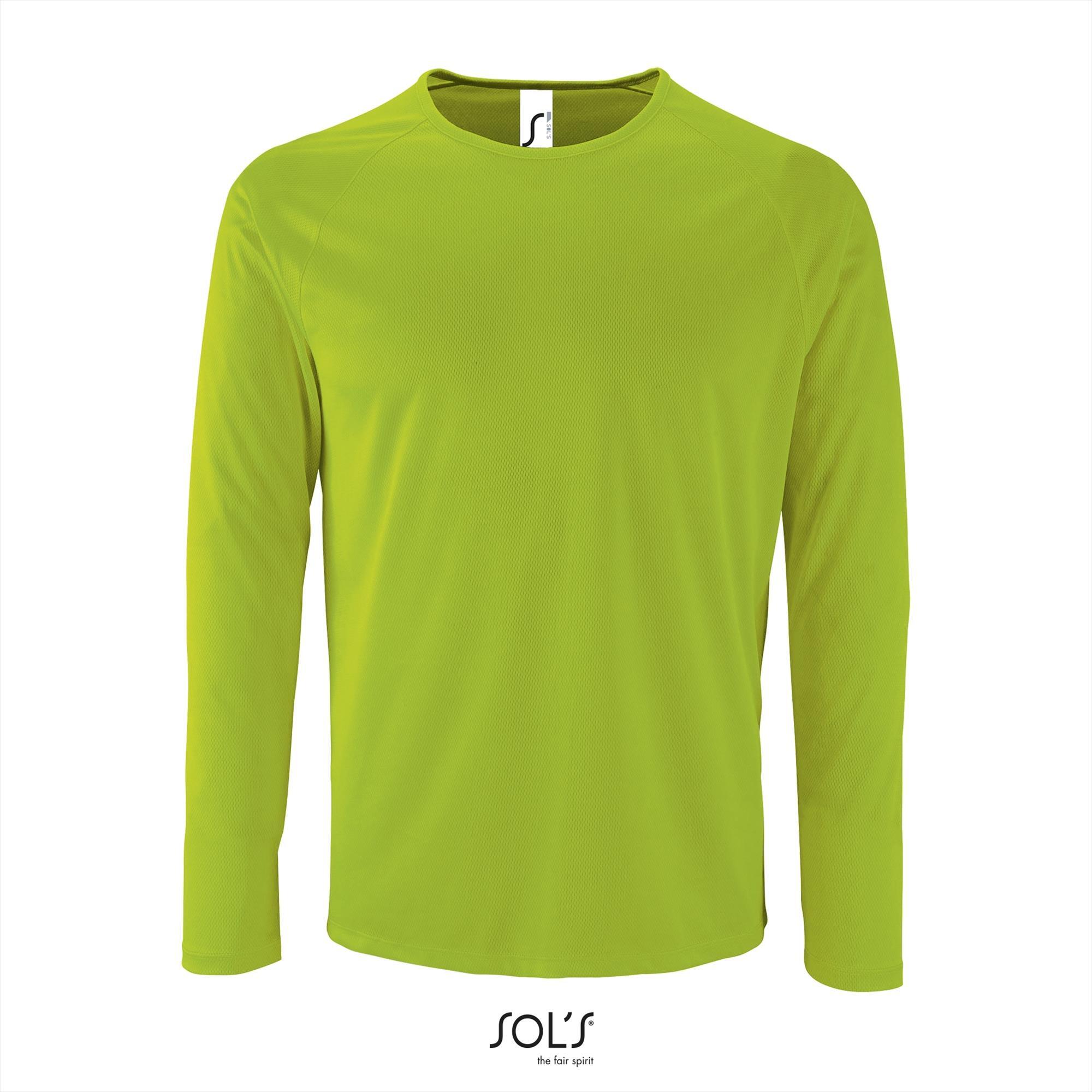Sport T-shirt met lange mouwen voor heren neon green