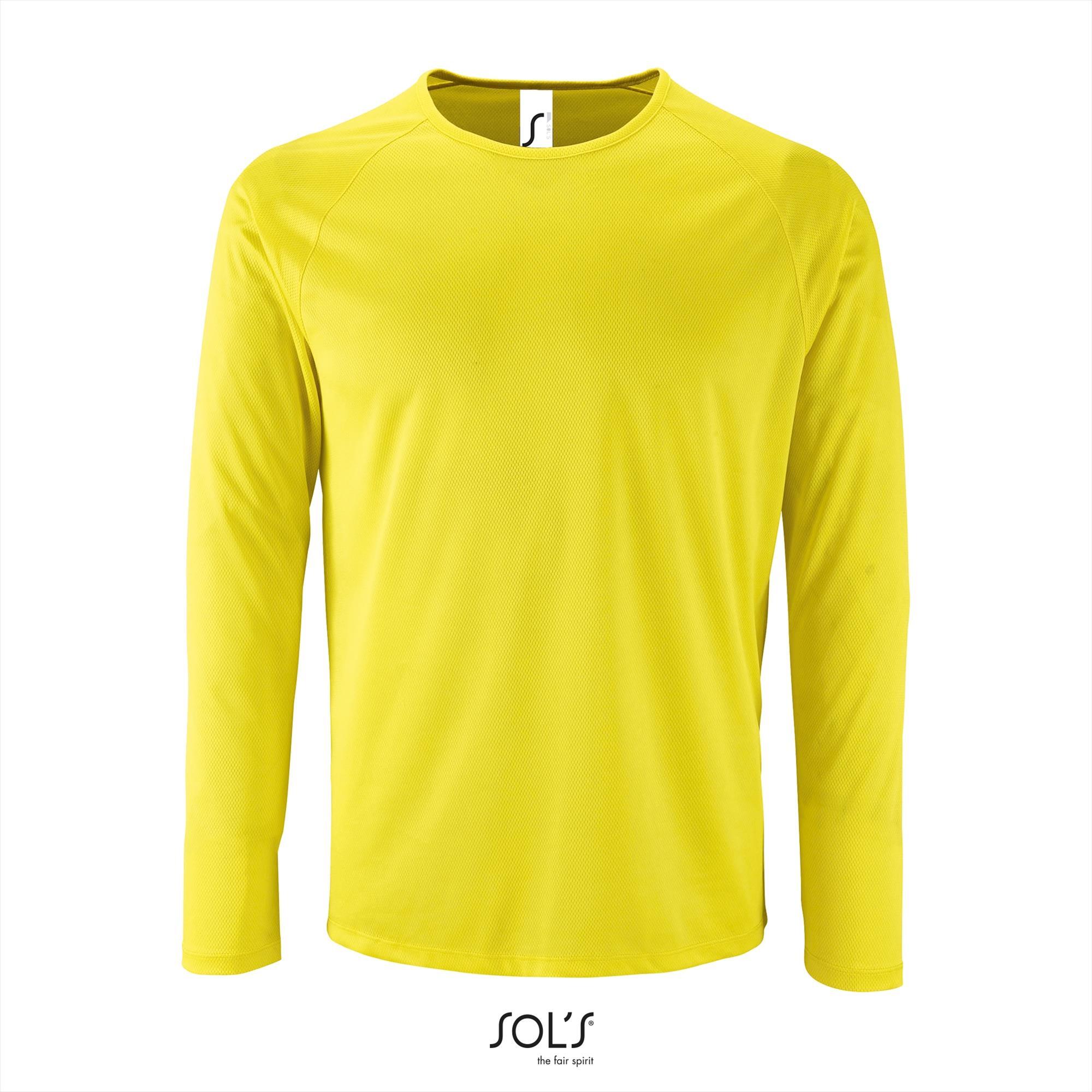 Sport T-shirt met lange mouwen voor heren neon yellow