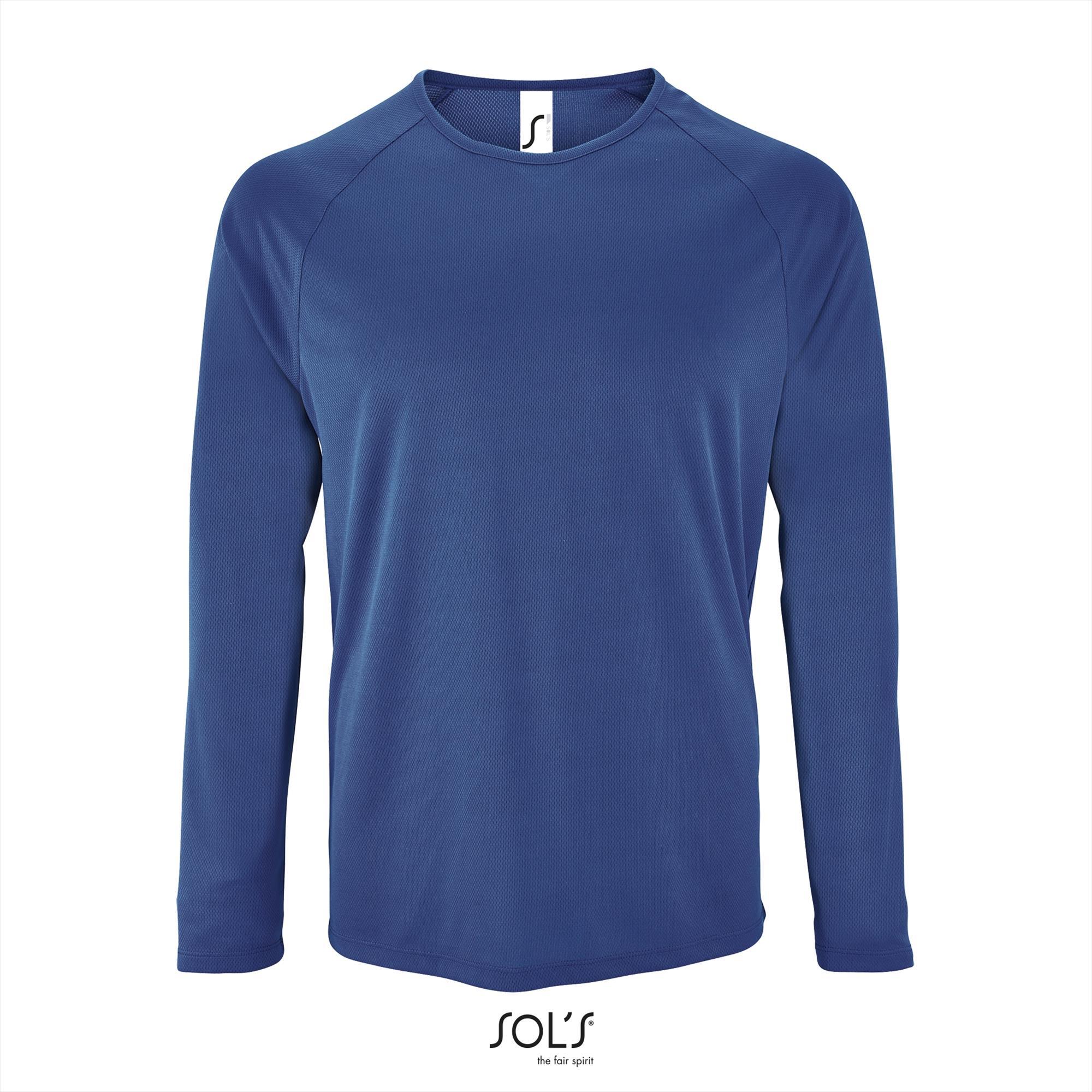 Sport T-shirt met lange mouwen voor heren royal blauw