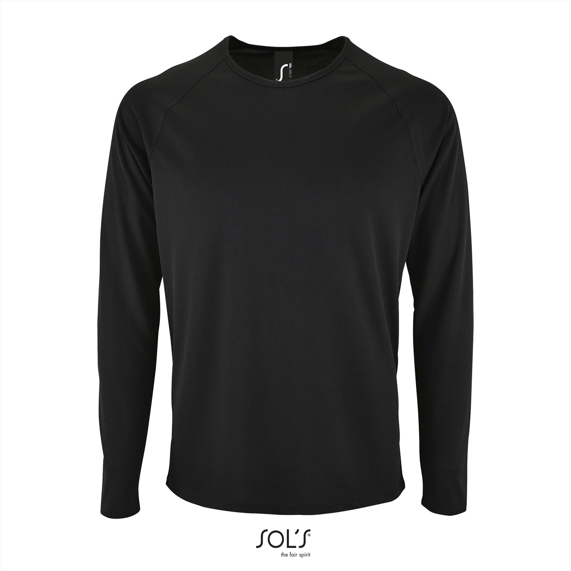 Sport T-shirt met lange mouwen voor heren zwart