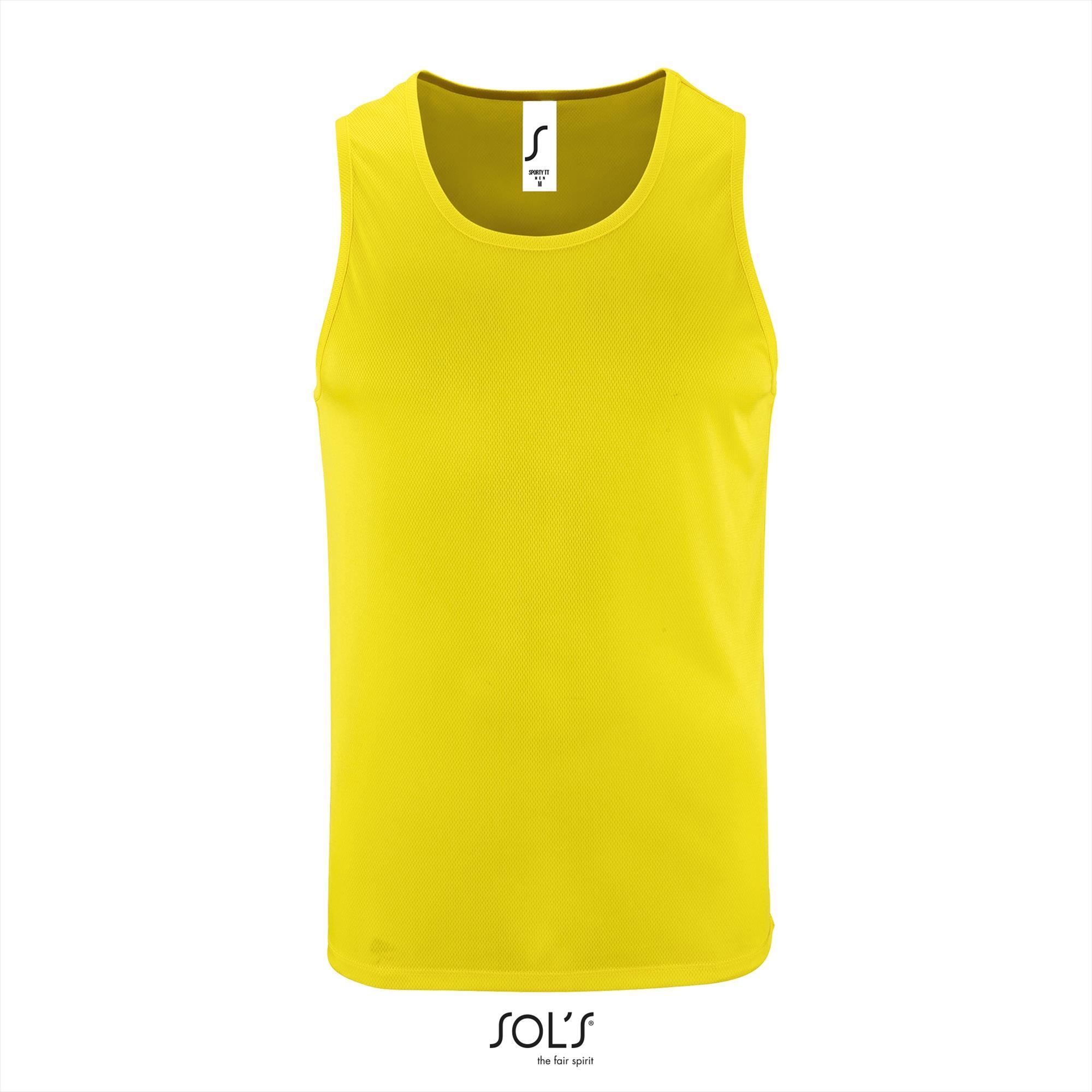 Sport tank top voor heren neon geel