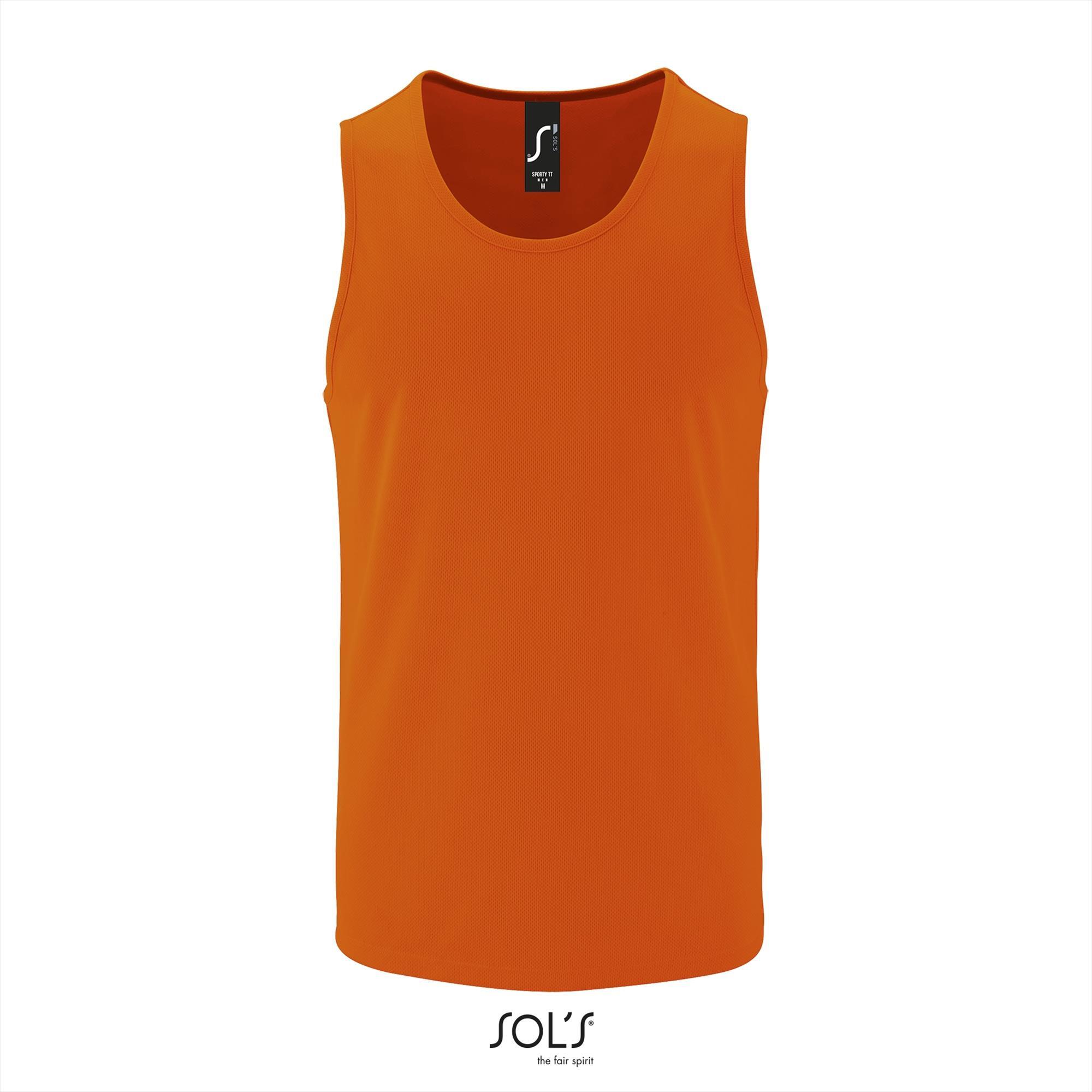 Sport tank top voor heren neon oranje