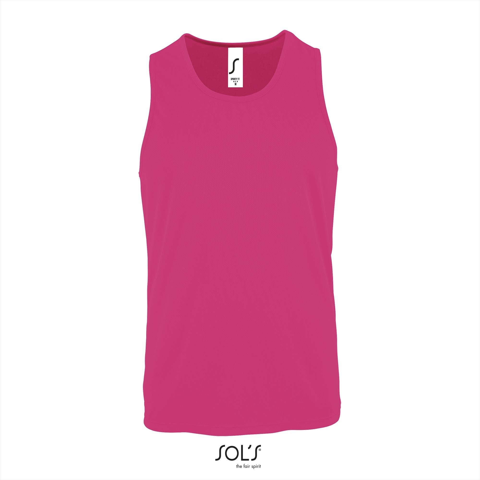 Sport tank top voor heren neon roze