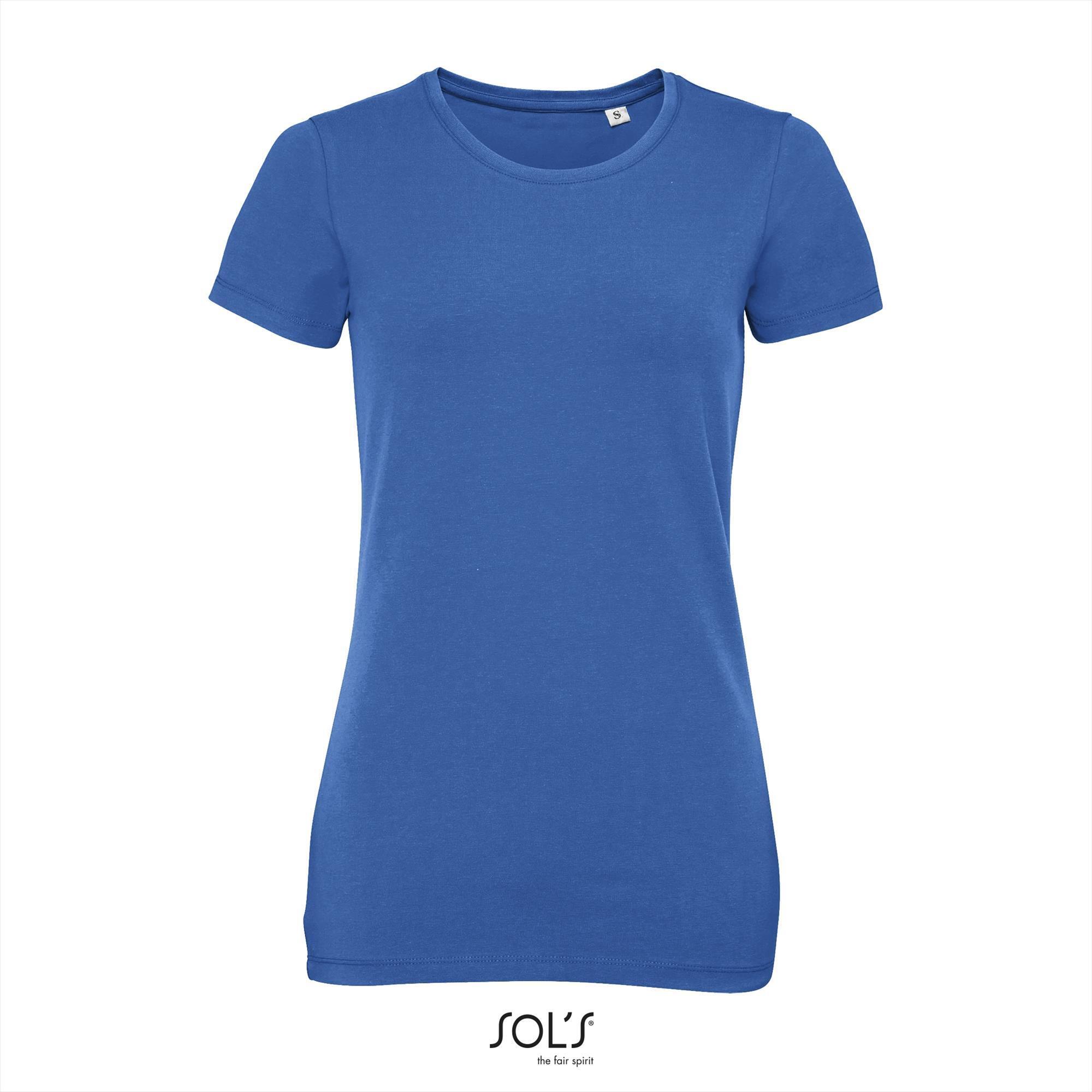 Stretch dames T-shirt royal blauw lekker dikke stof