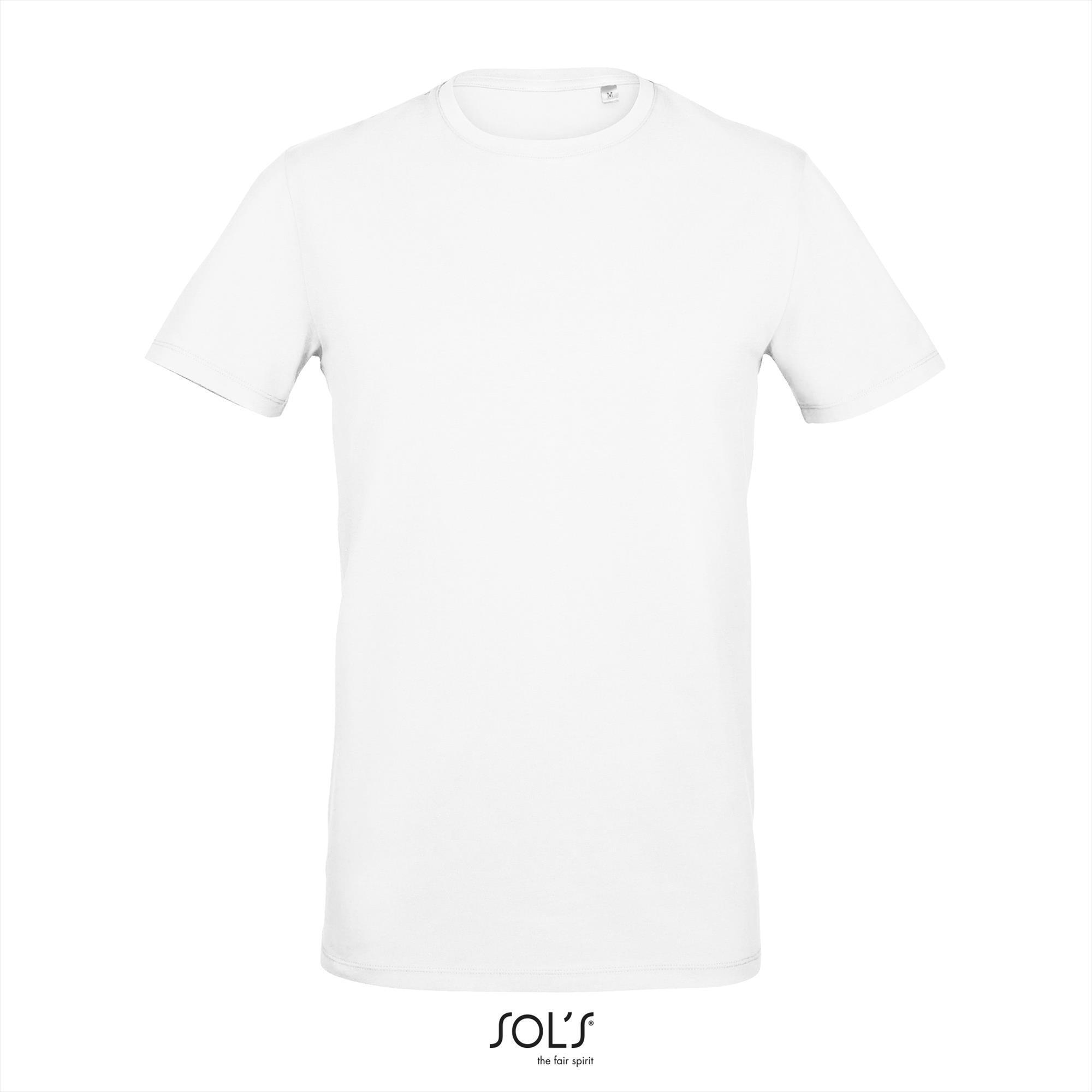 Stretch heren T-shirt wit lekker dikke stof