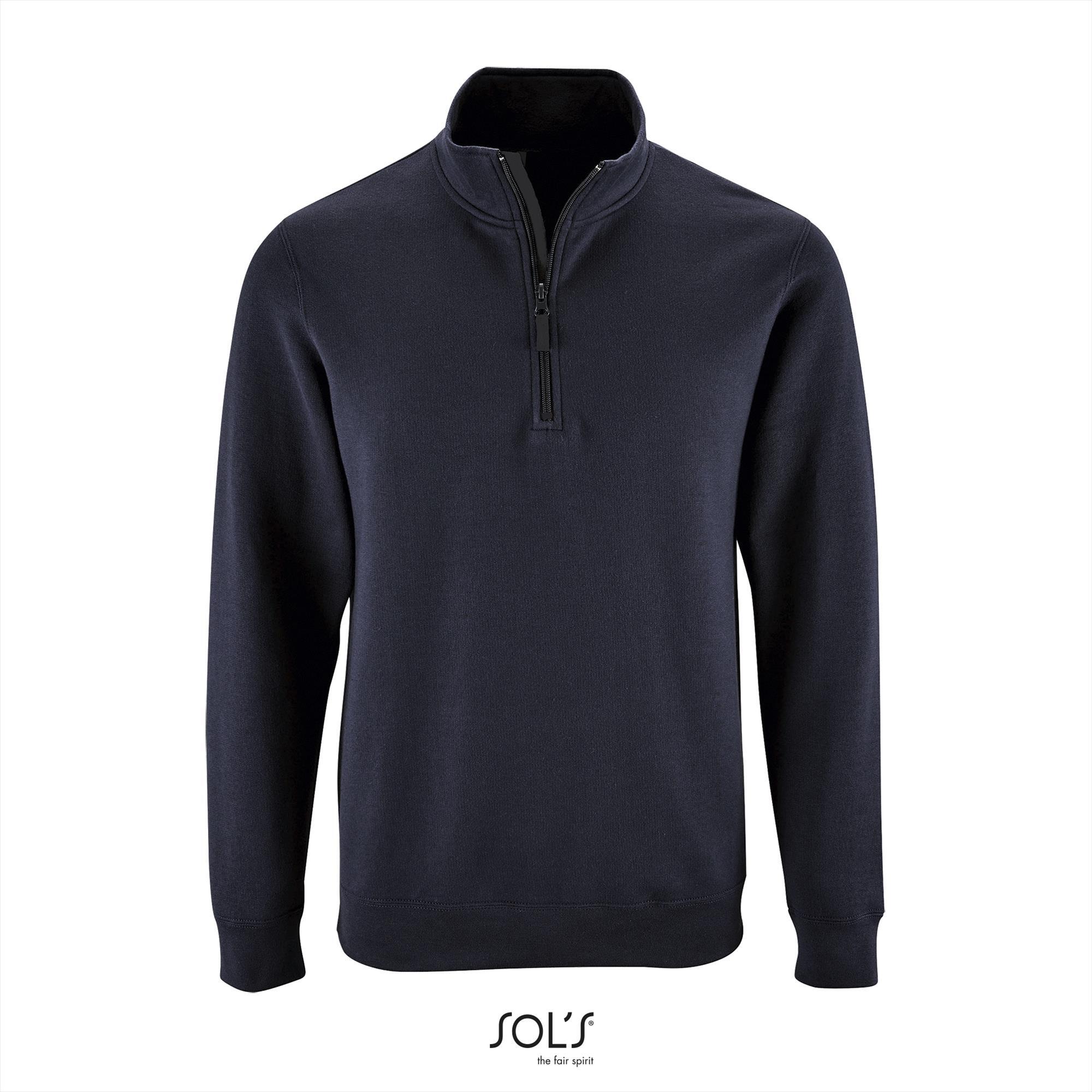 Sweatshirt Heren donkerblauw Zip neck sweat