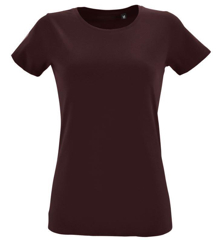 T-shirt Dames oxblood rood fitted met ronde hals