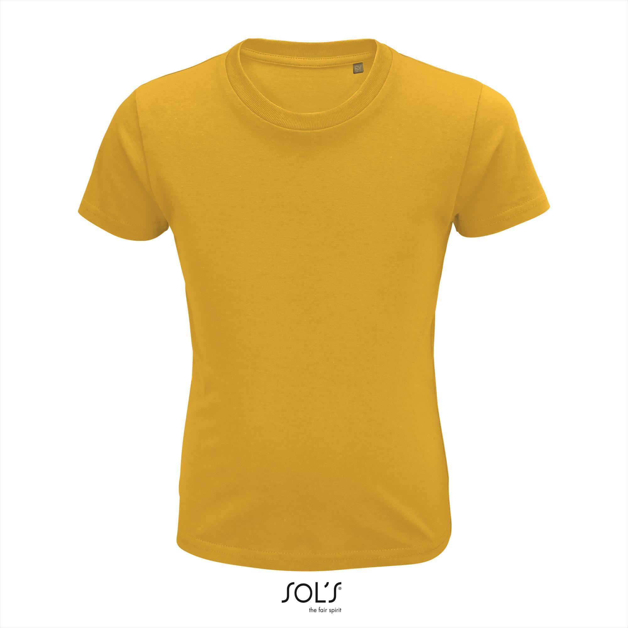 T-shirt goud geel voor kids Ronde hals biologisch kindershirt