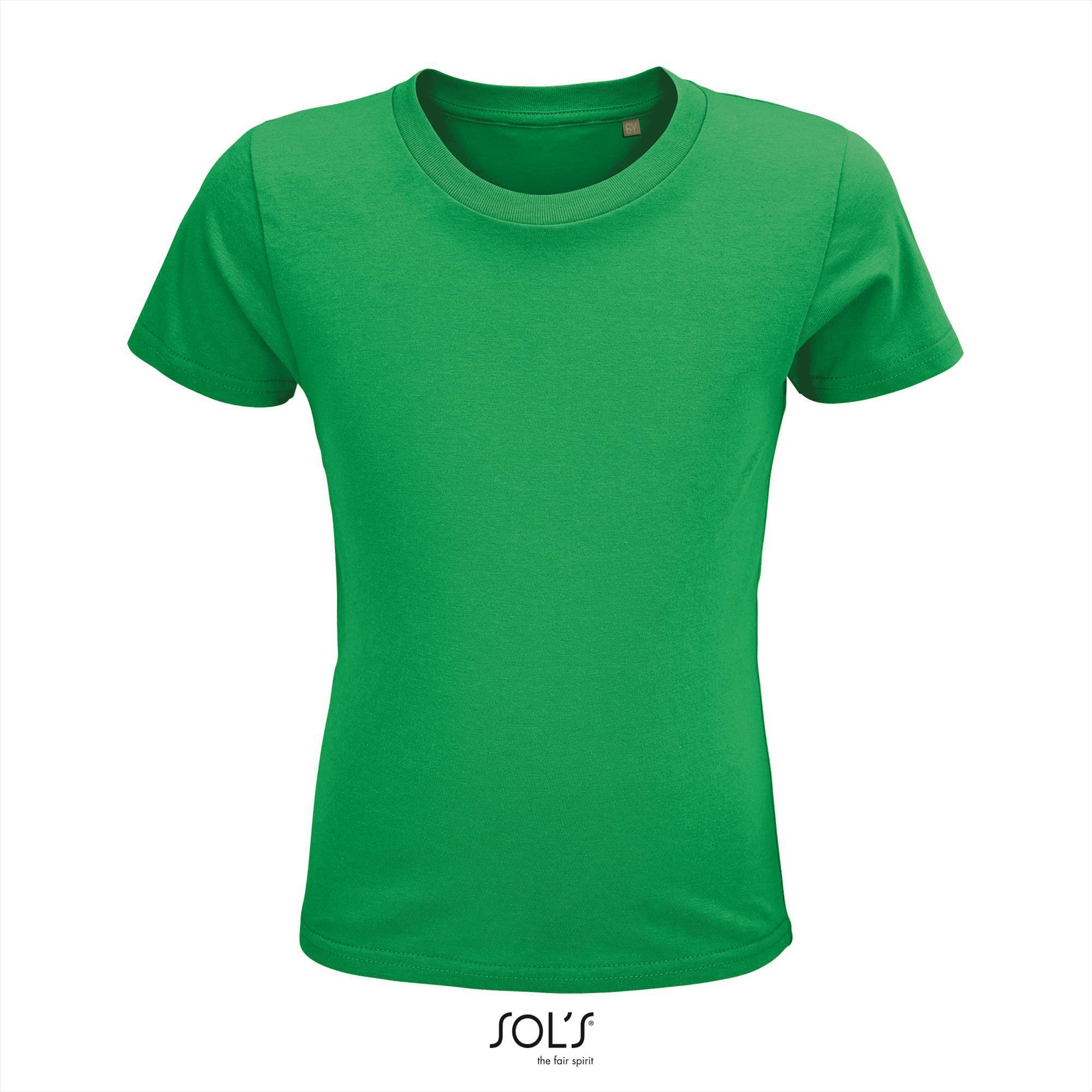 T-shirt kermitgroen voor kids Ronde hals biologisch kindershirt