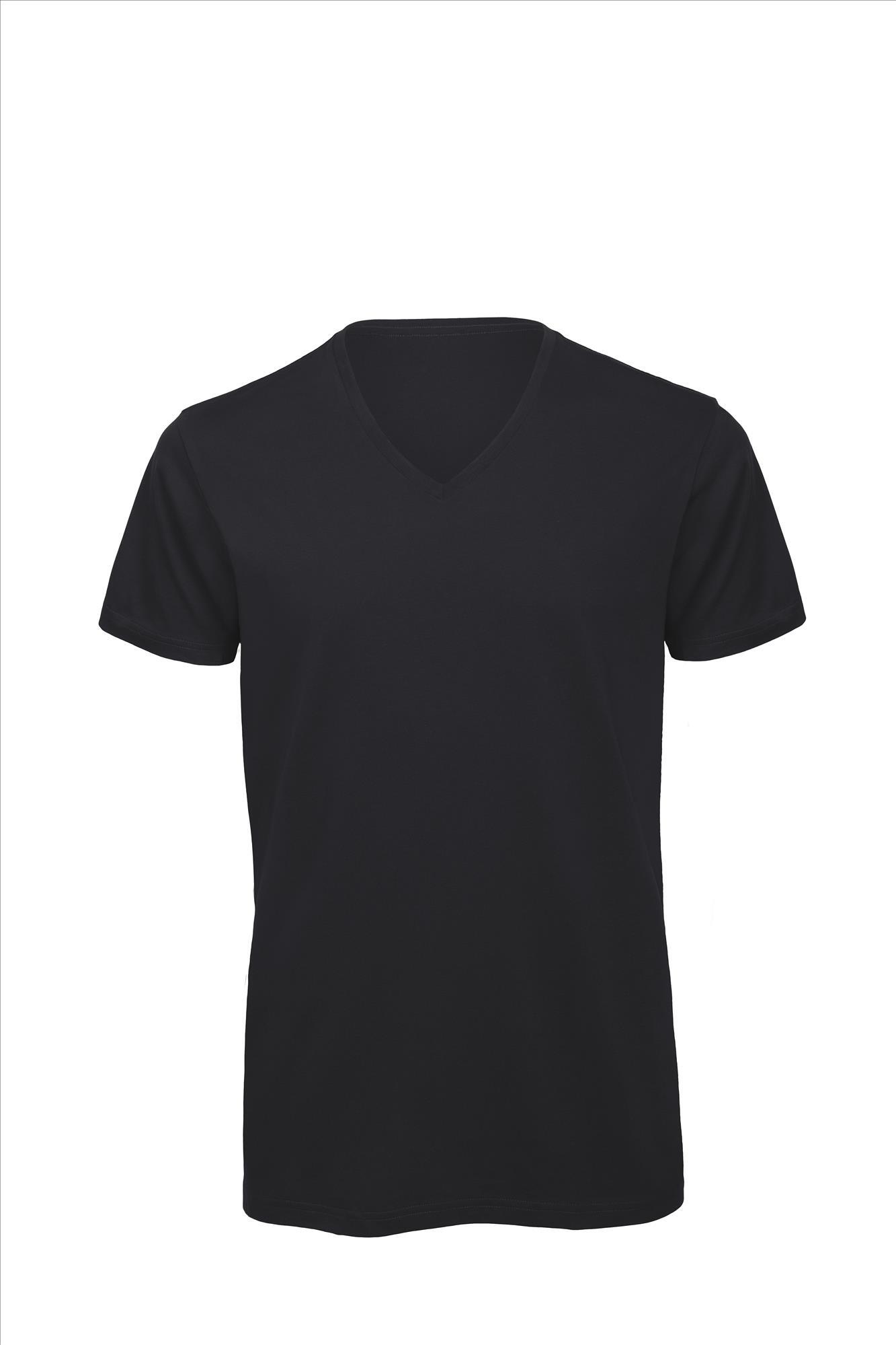 T-shirt met V-hals voor heren donkerblauw Luxe bio kwaliteit