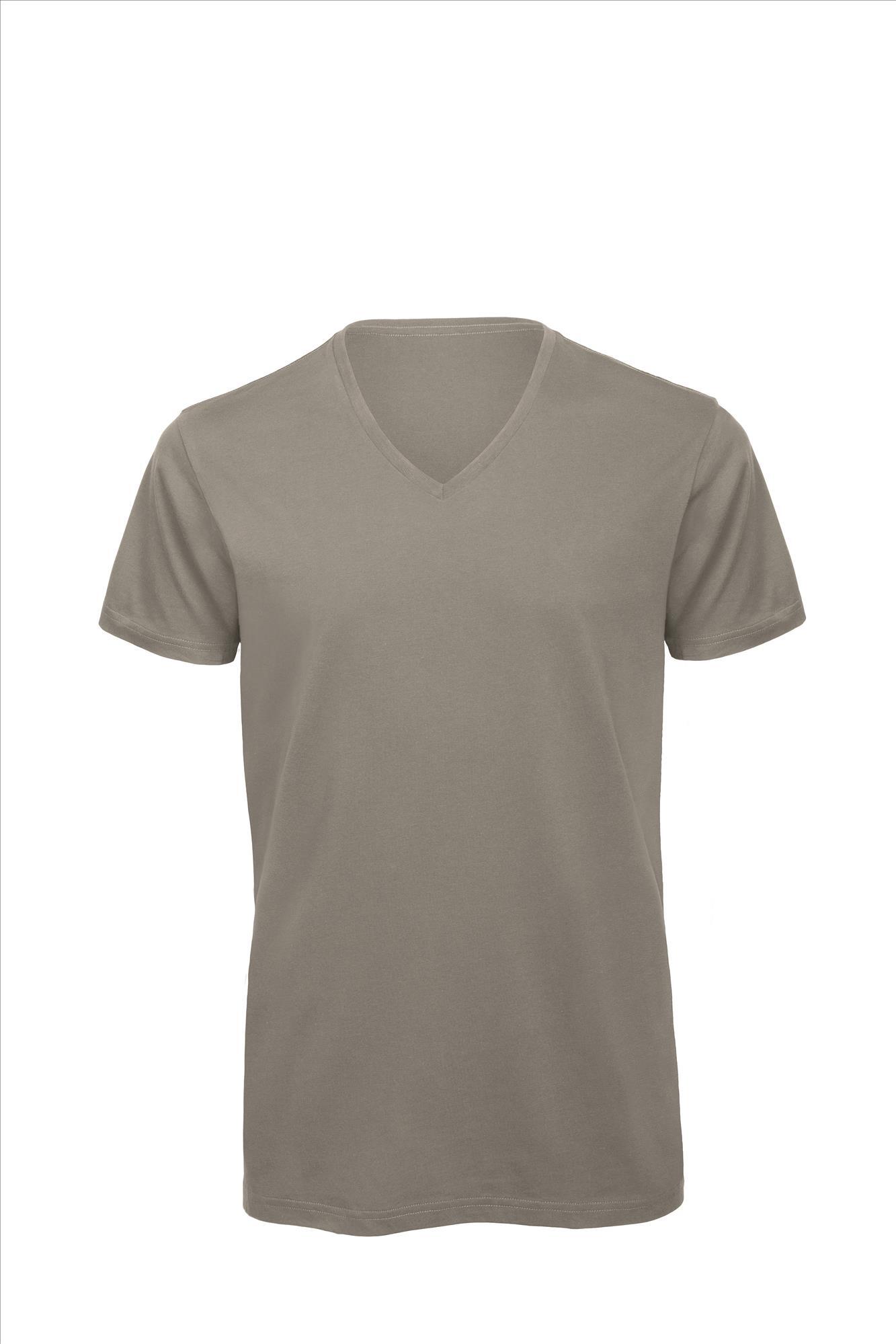 T-shirt met V-hals voor heren grijs Luxe bio kwaliteit